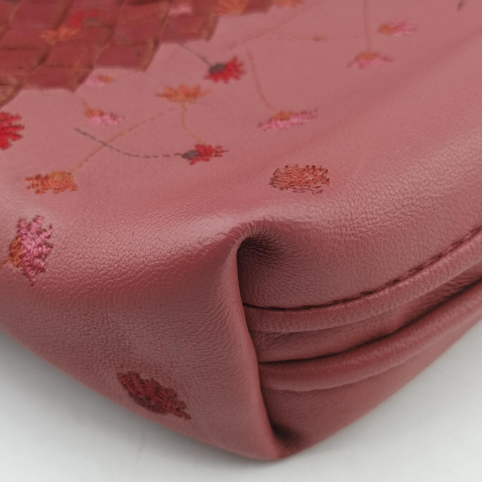 Secondhand Bottega Veneta Floral Intrecciato Pink×multicolor lambskin  shoulderbag | stylenewstar