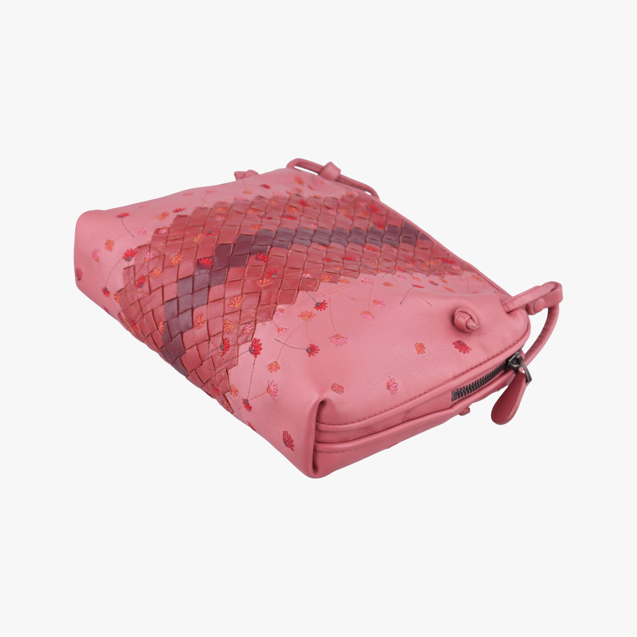 Secondhand Bottega Veneta Floral Intrecciato Pink×multicolor lambskin  shoulderbag | stylenewstar
