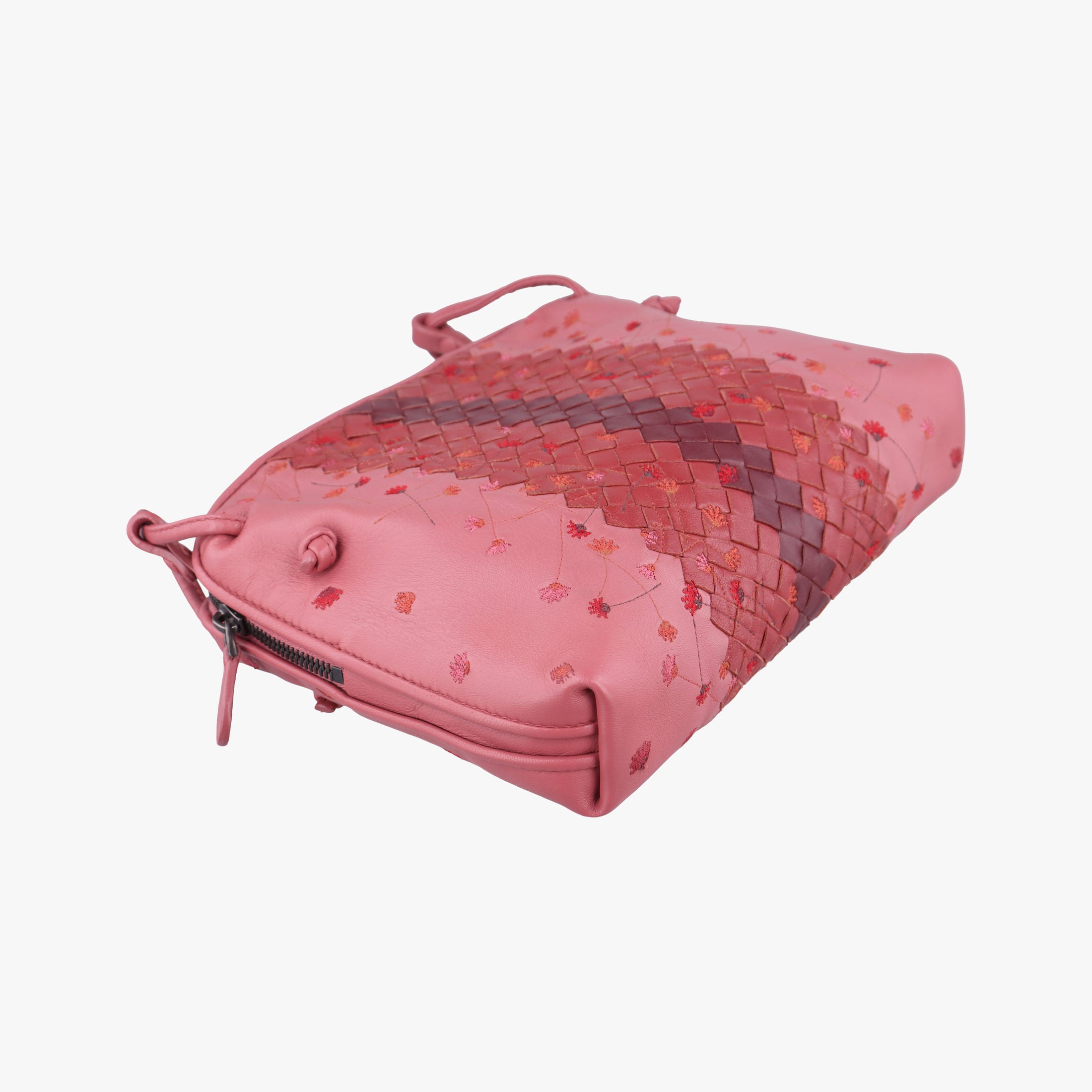 Secondhand Bottega Veneta Floral Intrecciato Pink×multicolor lambskin  shoulderbag | stylenewstar