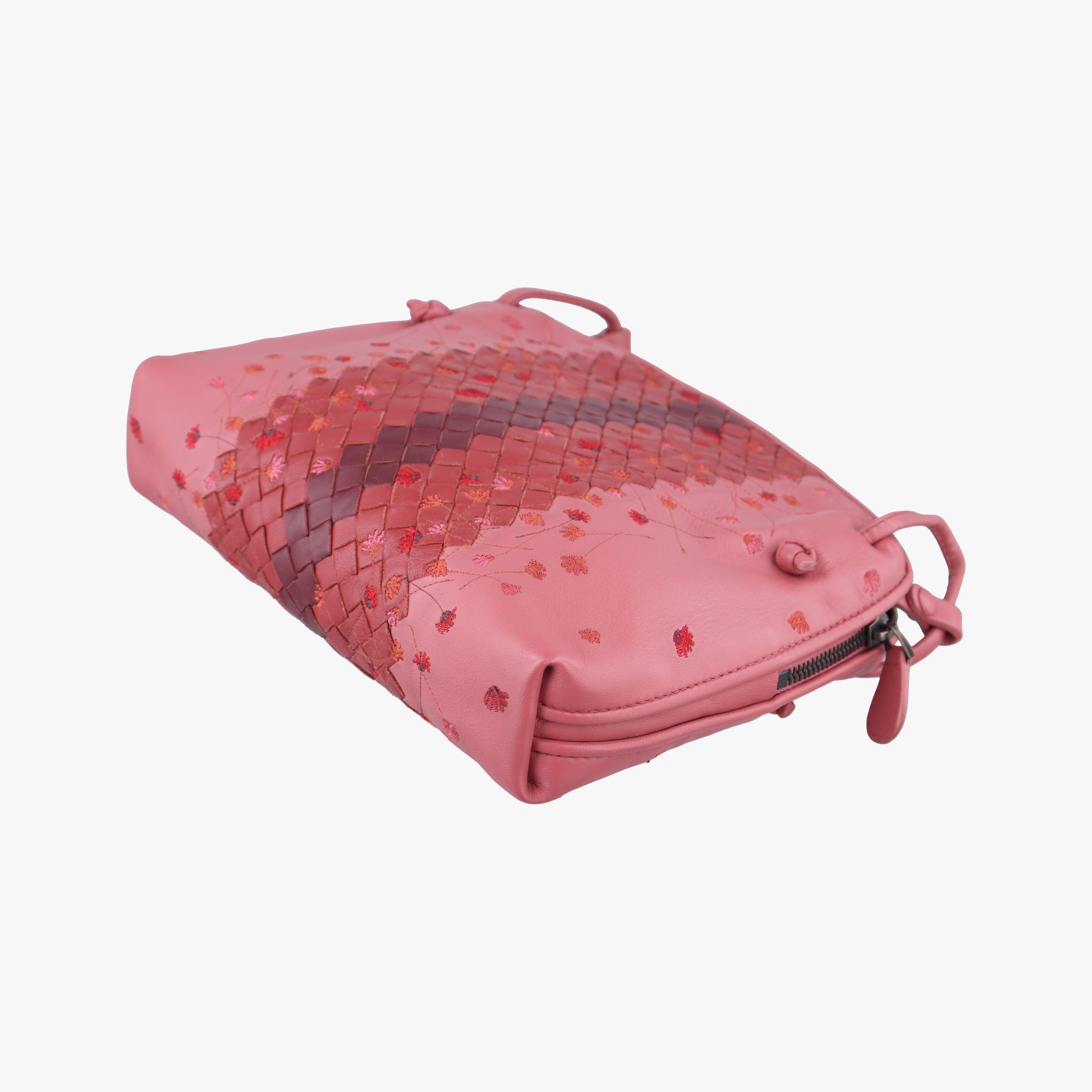 Secondhand Bottega Veneta Floral Intrecciato Pink×multicolor lambskin  shoulderbag | stylenewstar