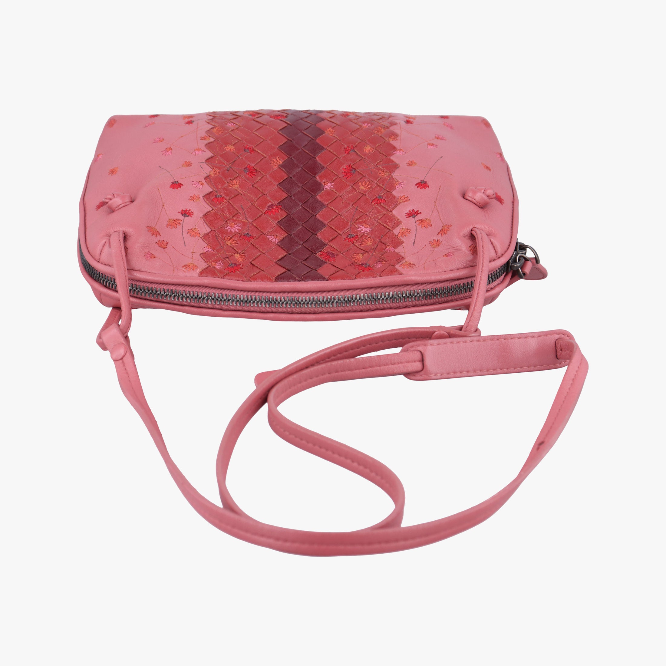 Secondhand Bottega Veneta Floral Intrecciato Pink×multicolor lambskin  shoulderbag | stylenewstar