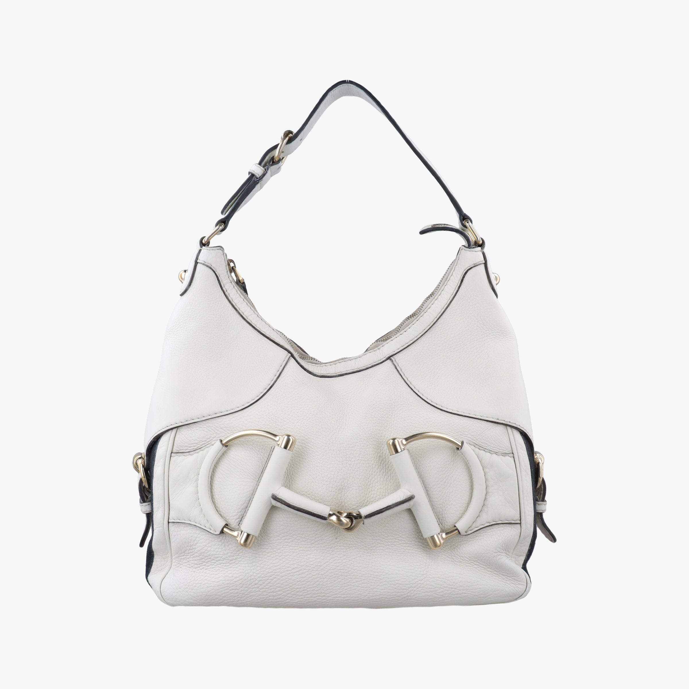 Vintage Gucci Heritage Horsebit Hobo White Leather 247604 shoulderbag | stylenewstar