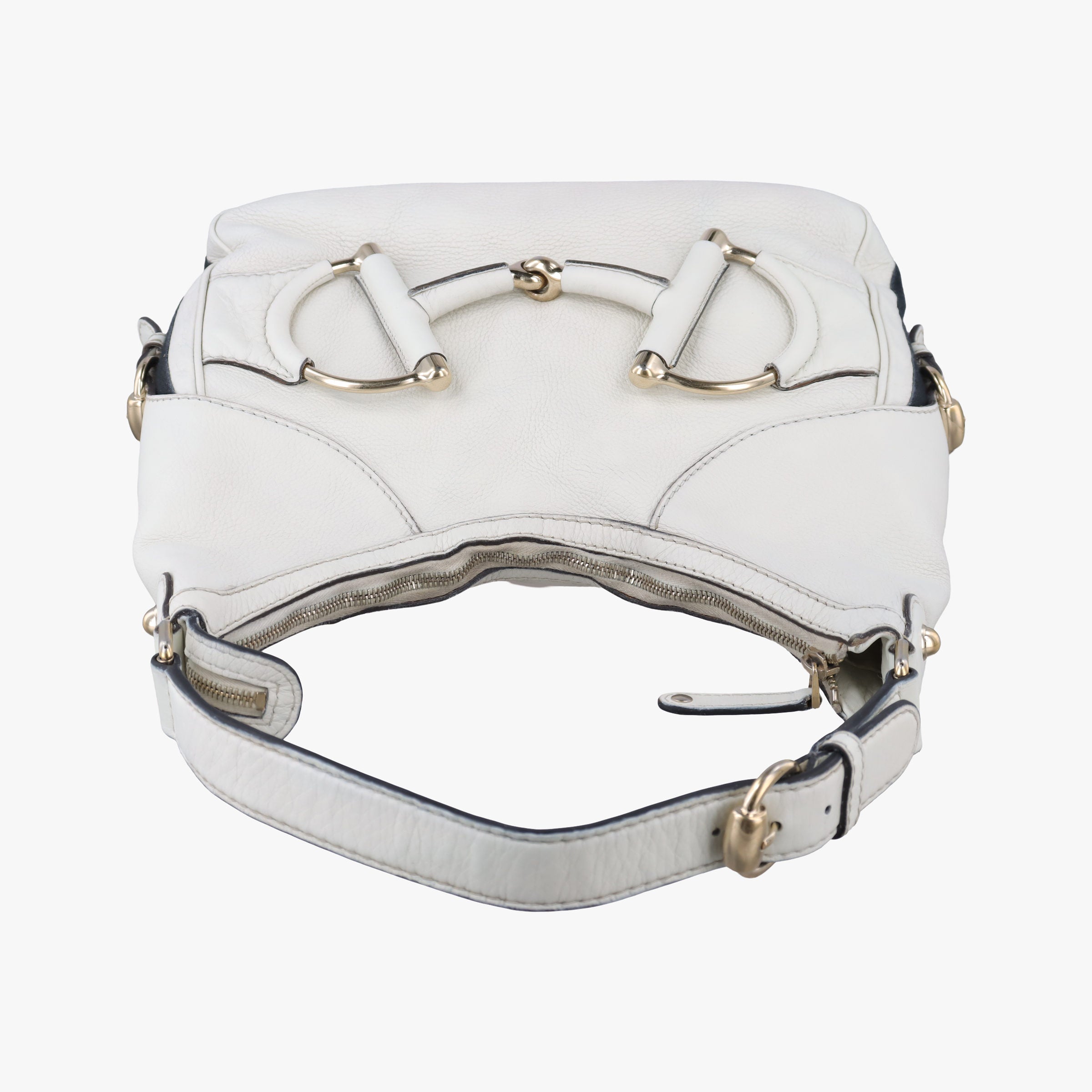 Vintage Gucci Heritage Horsebit Hobo White Leather 247604 shoulderbag | stylenewstar
