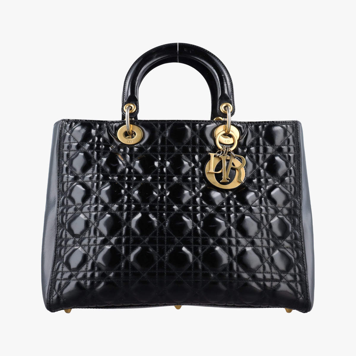 Pre-owned Christian Dior Lady Dior Black Patent  handbag | stylenewstar