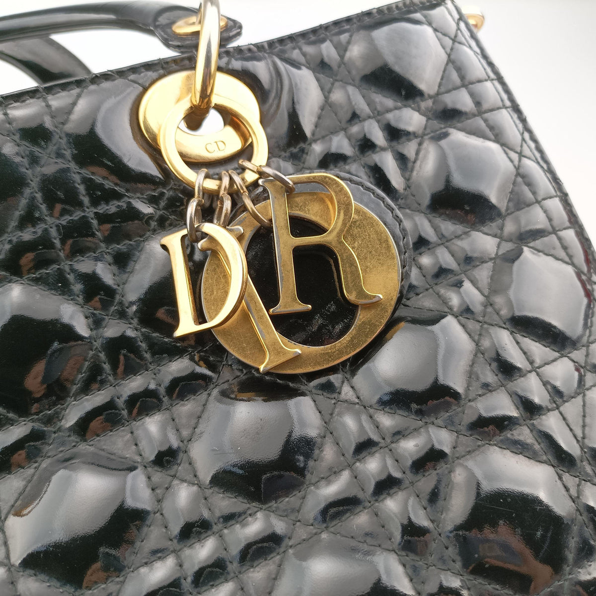 Pre-owned Christian Dior Lady Dior Black Patent  handbag | stylenewstar
