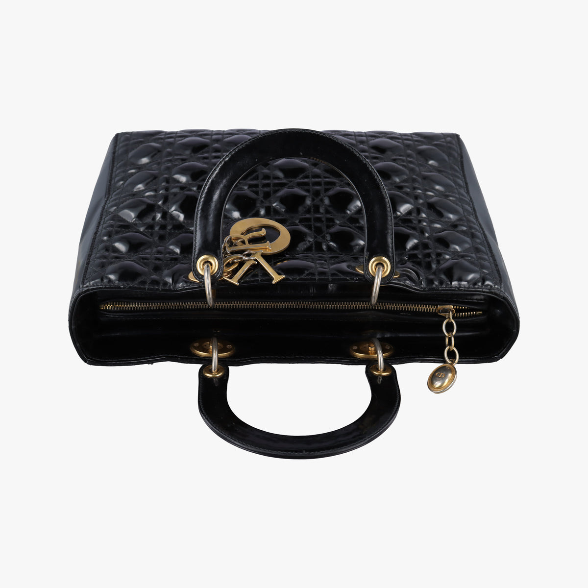 Pre-owned Christian Dior Lady Dior Black Patent  handbag | stylenewstar