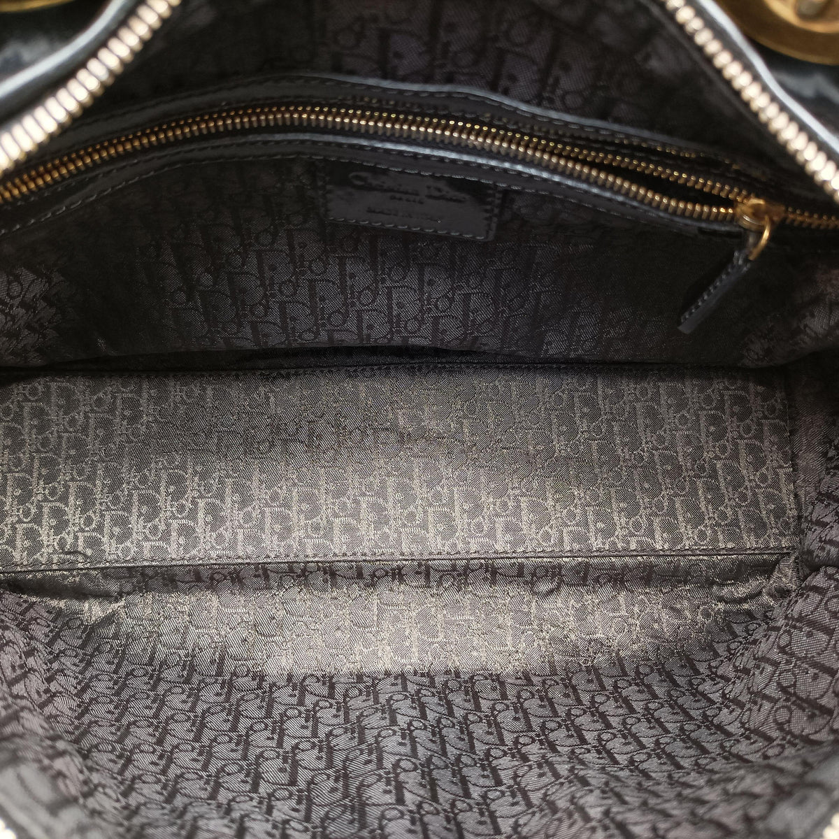 Pre-owned Christian Dior Lady Dior Black Patent  handbag | stylenewstar