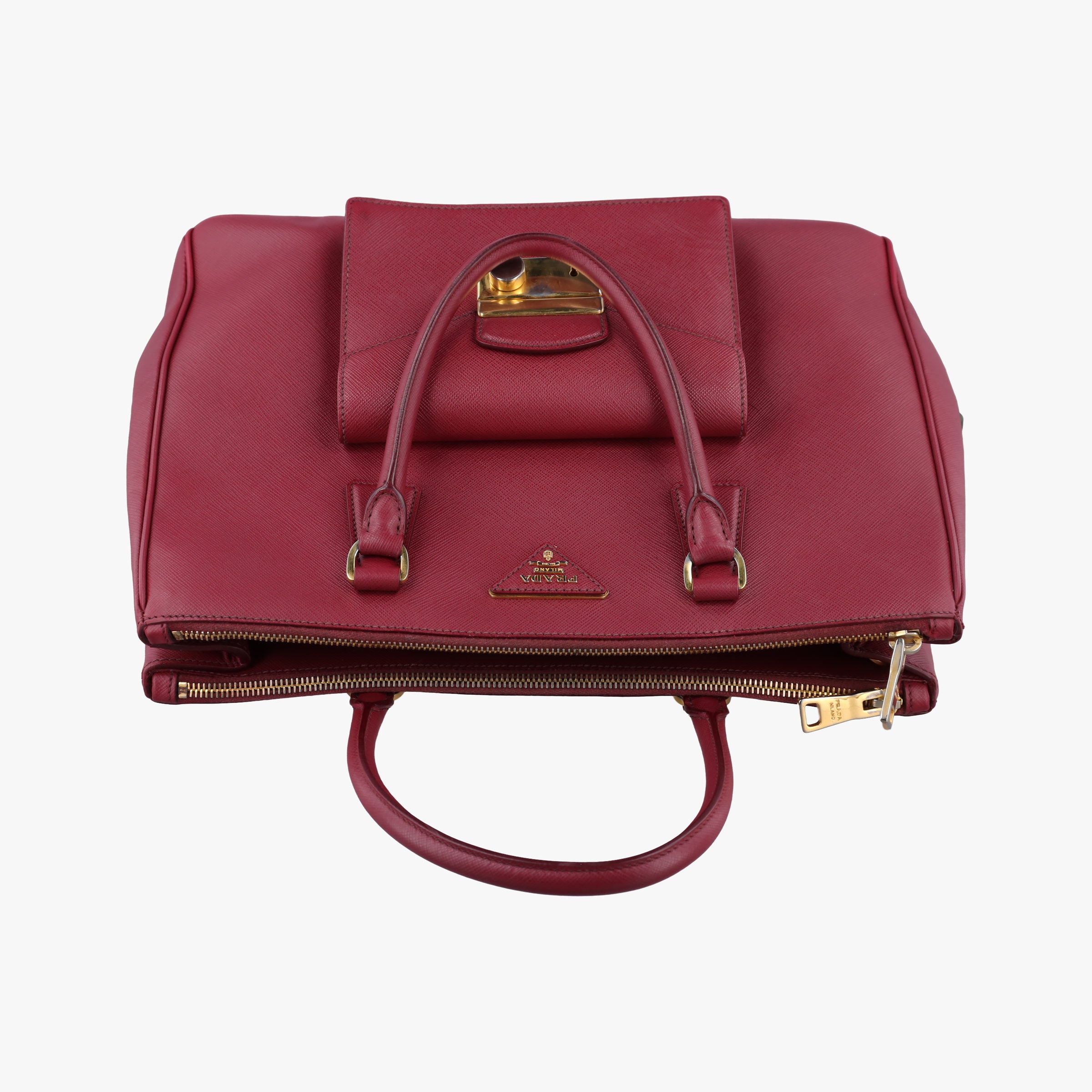 Secondhand Prada Galleria Front Pocket Red SAFFIANO Leather BN2674 shoulderbag | stylenewstar