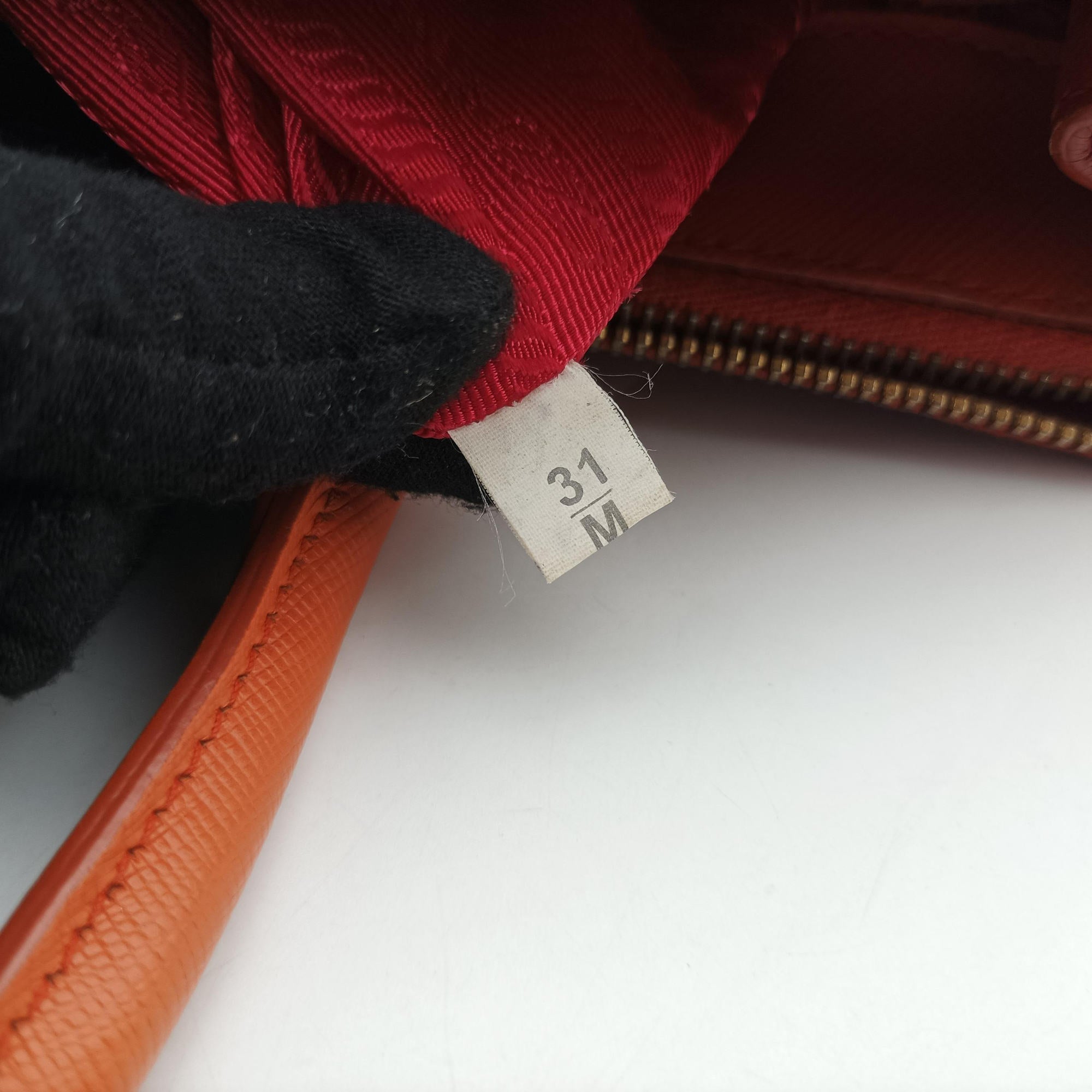 Pre-owned Prada Galleria Orange×red SAFFIANO Leather BN1844 clutchbag | stylenewstar
