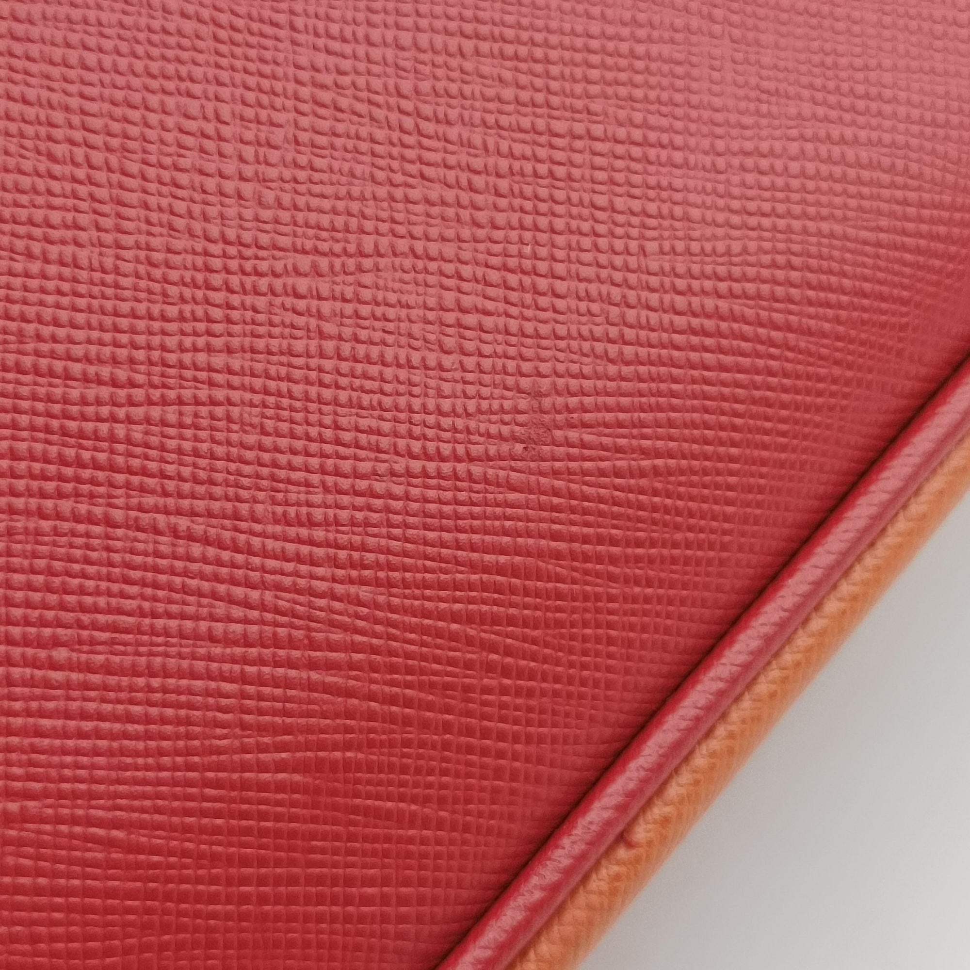 Pre-owned Prada Galleria Orange×red SAFFIANO Leather BN1844 clutchbag | stylenewstar