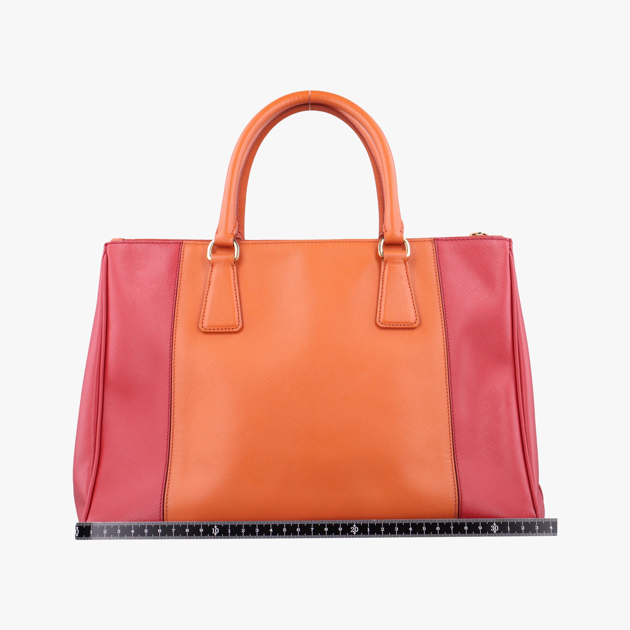 Pre-owned Prada Galleria Orange×red SAFFIANO Leather BN1844 clutchbag | stylenewstar
