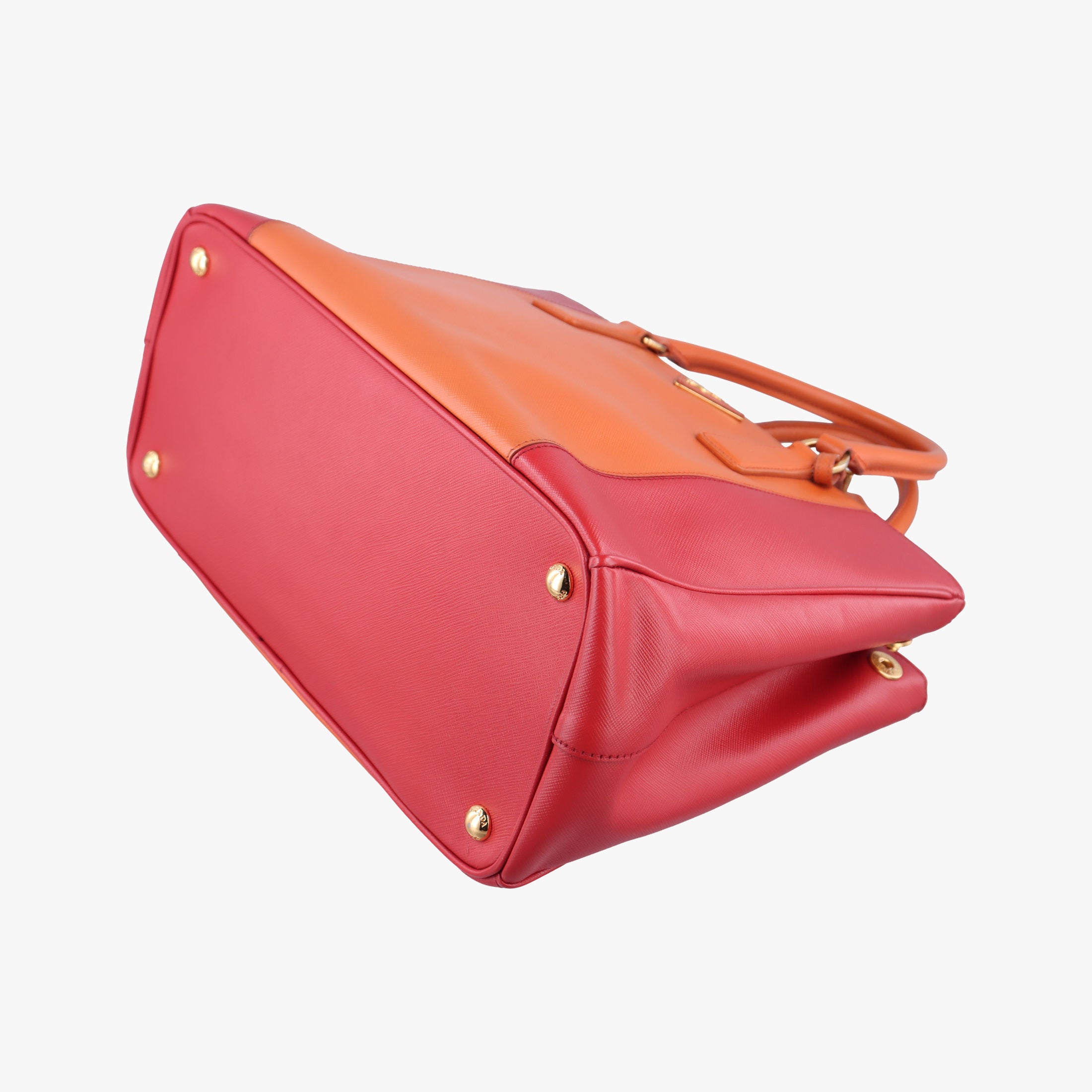 Pre-owned Prada Galleria Orange×red SAFFIANO Leather BN1844 clutchbag | stylenewstar