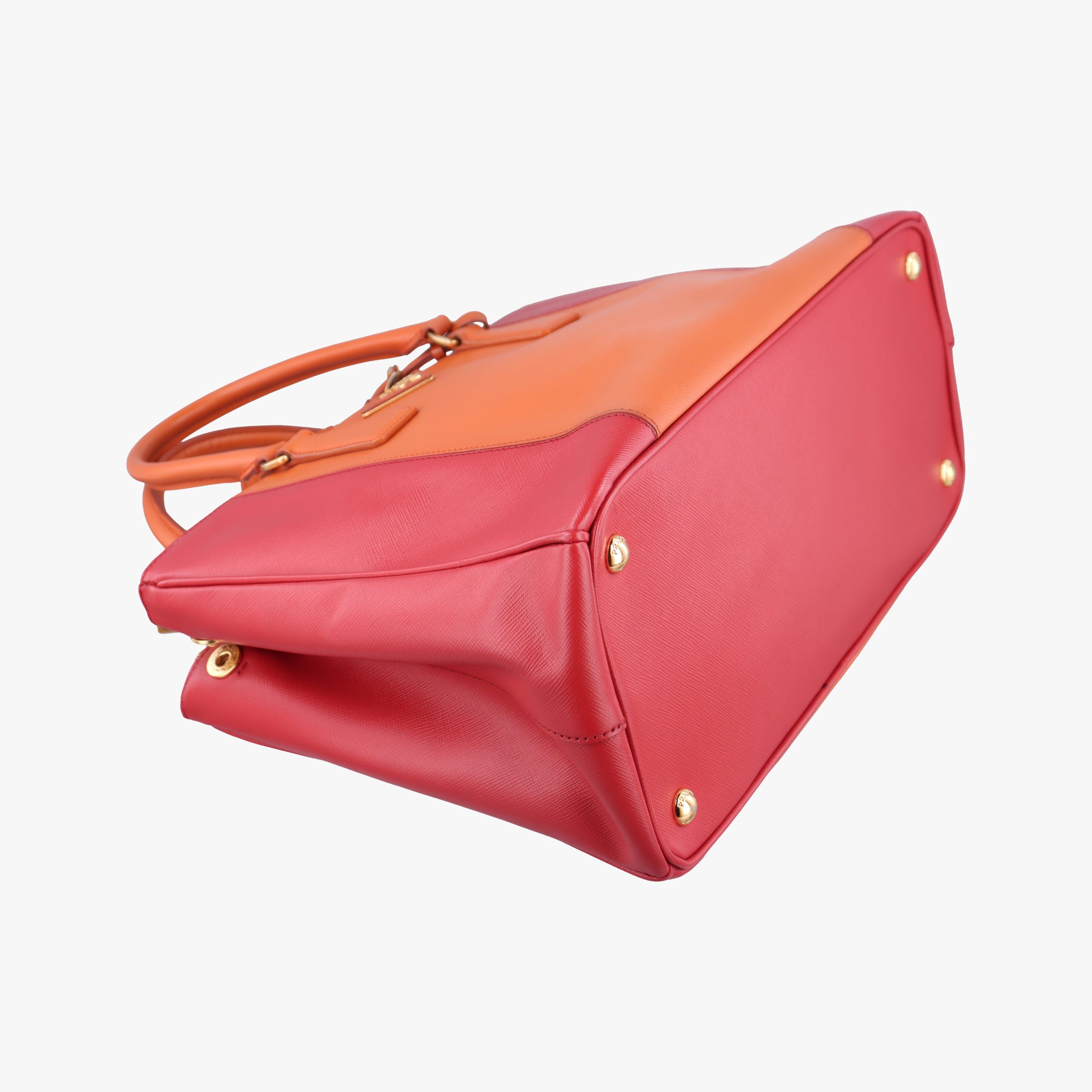 Pre-owned Prada Galleria Orange×red SAFFIANO Leather BN1844 clutchbag | stylenewstar