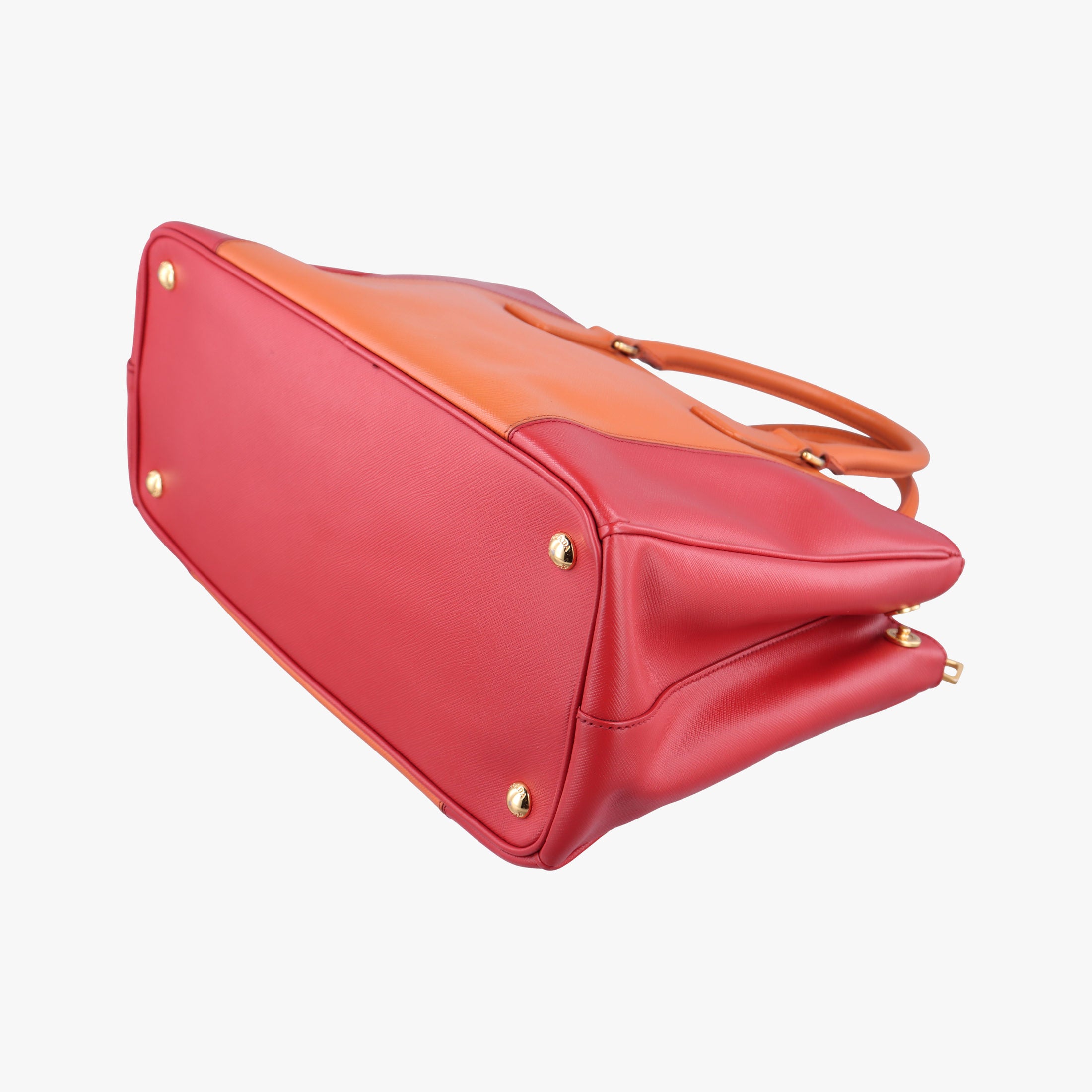 Pre-owned Prada Galleria Orange×red SAFFIANO Leather BN1844 clutchbag | stylenewstar