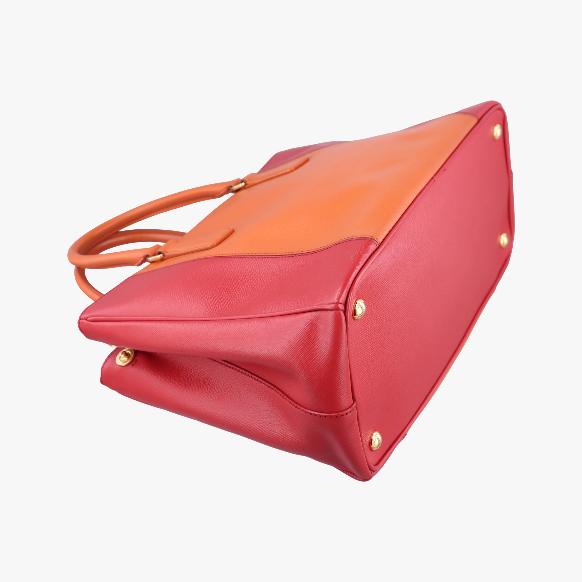 Pre-owned Prada Galleria Orange×red SAFFIANO Leather BN1844 clutchbag | stylenewstar