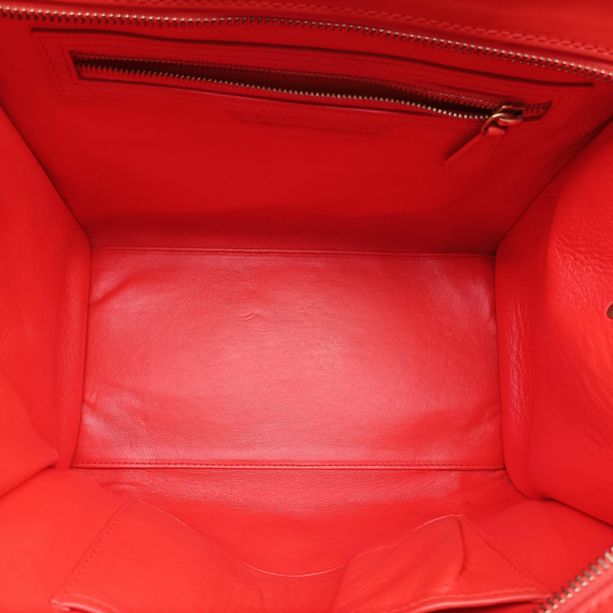 Secondhand Celine Luggage Mini Shopper Orange Leather  handbag | stylenewstar