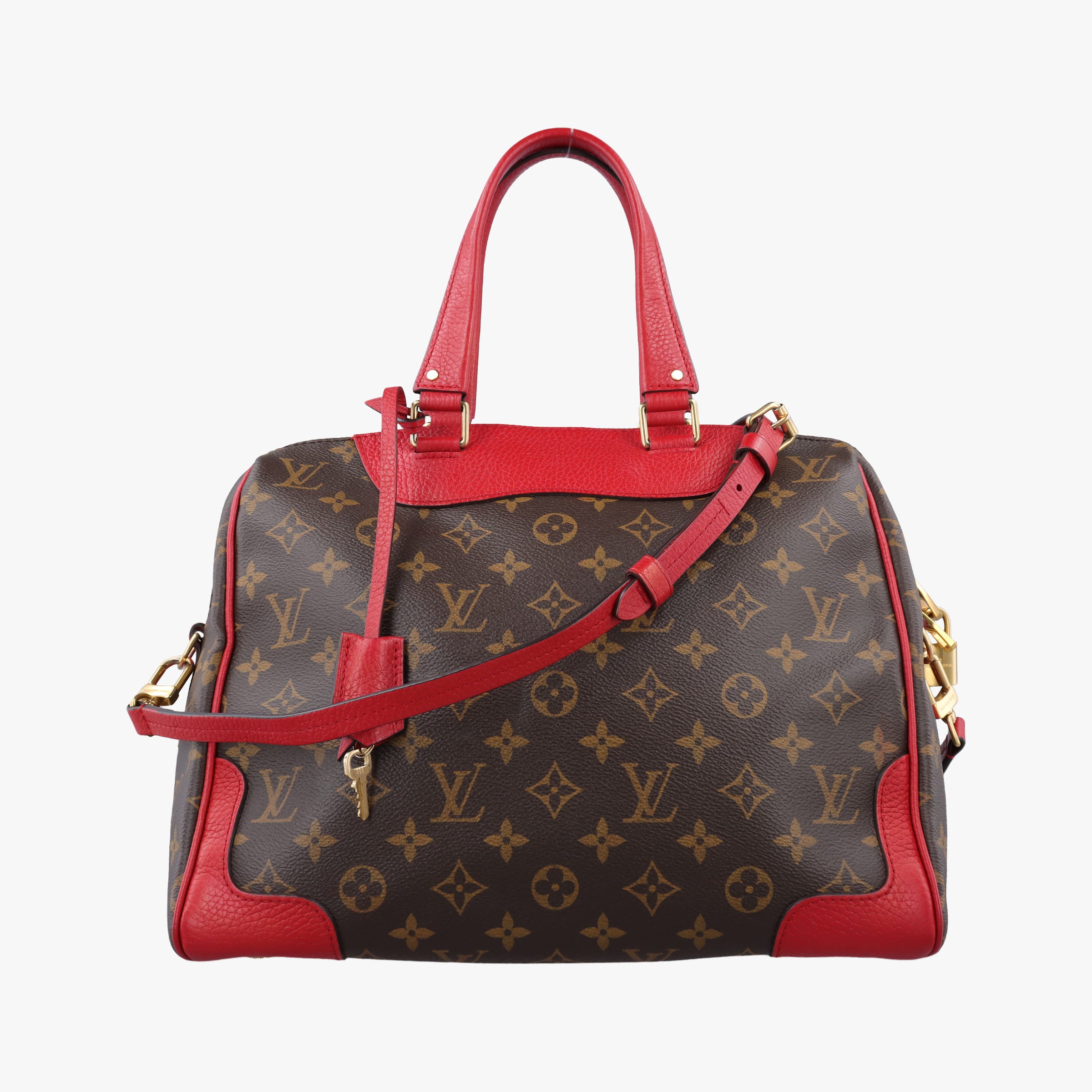Secondhand Louis Vuitton RETIRO PM brown×CERISE Monogram Canvas×calf leather M40546 shoulderbag | stylenewstar
