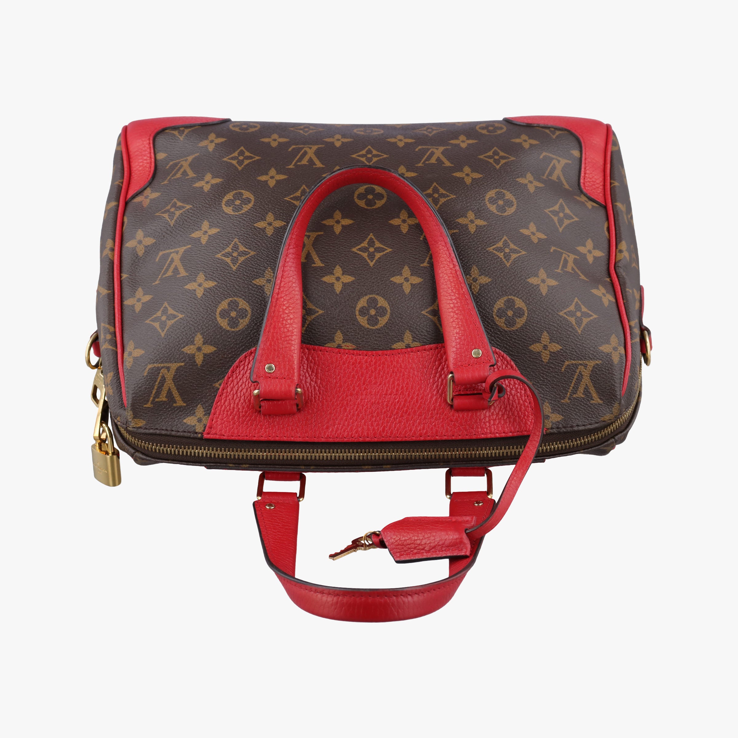 Secondhand Louis Vuitton RETIRO PM brown×CERISE Monogram Canvas×calf leather M40546 shoulderbag | stylenewstar