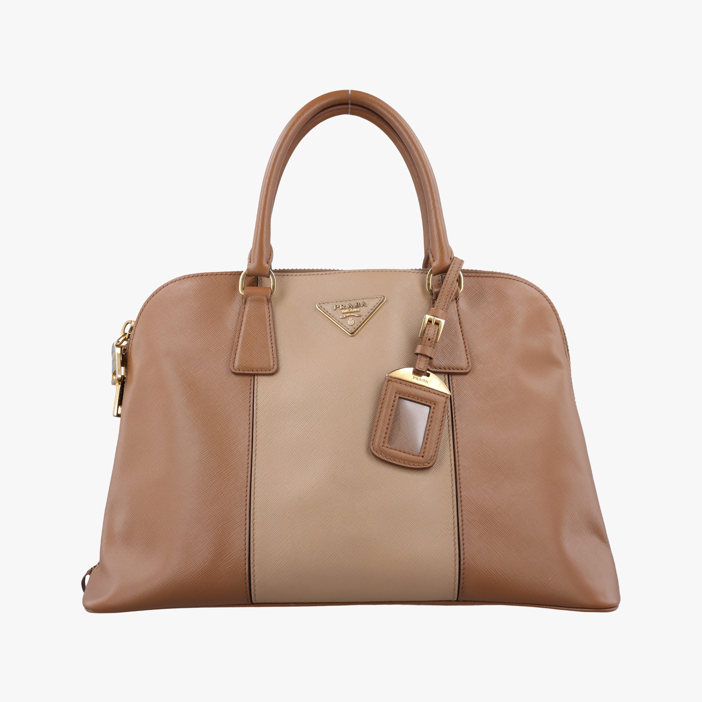 Pre-owned Prada Promenade Brown×Beige SAFFIANO Leather BL0837 handbag | stylenewstar