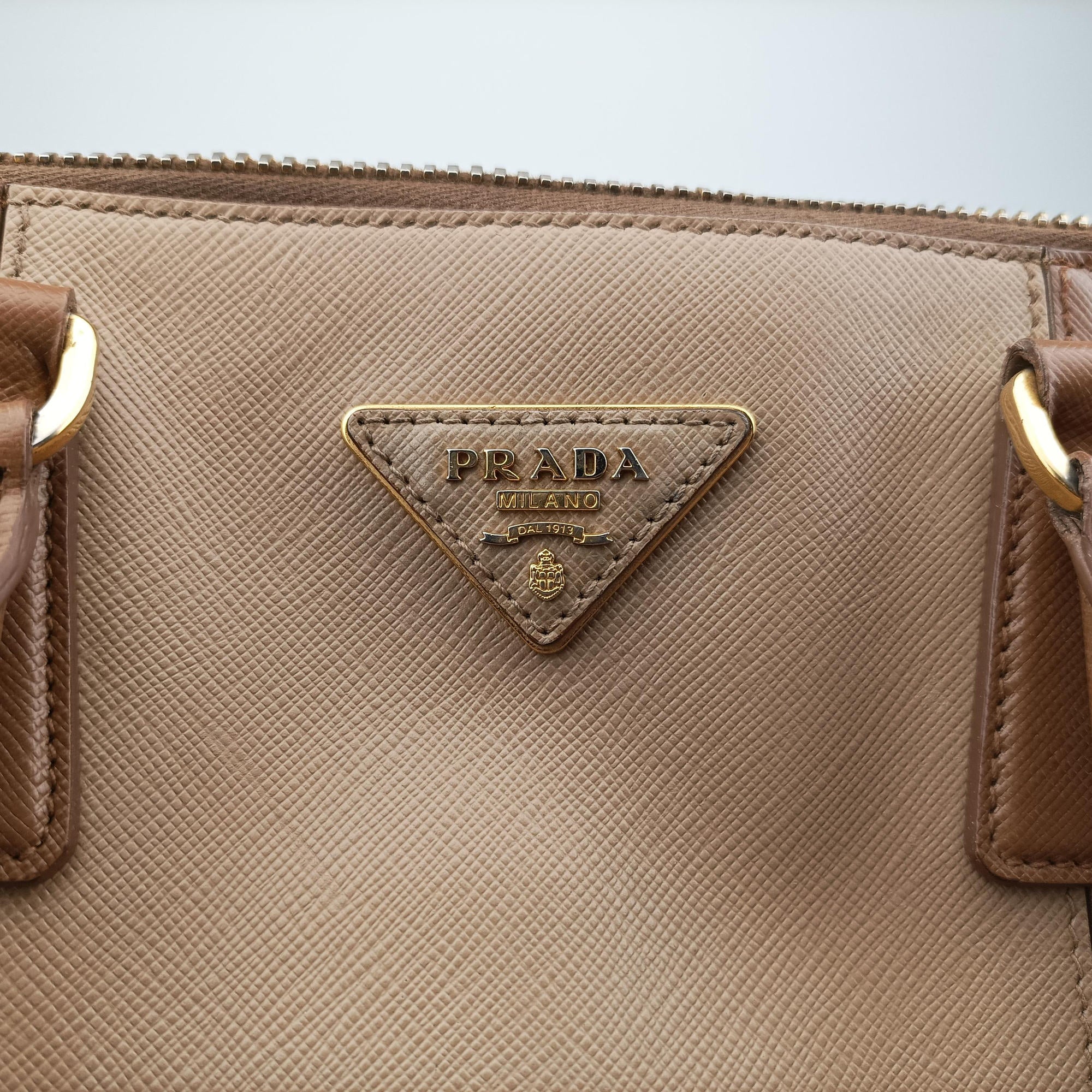 Pre-owned Prada Promenade Brown×Beige SAFFIANO Leather BL0837 handbag | stylenewstar