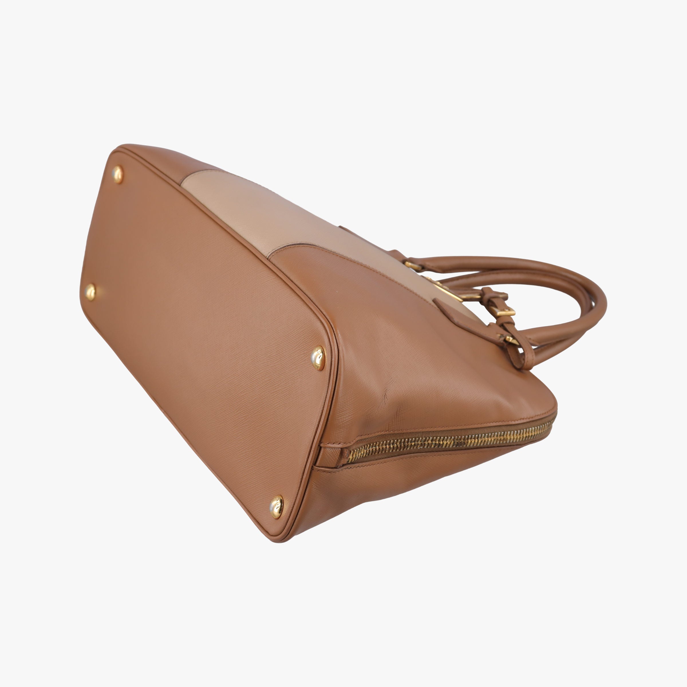 Pre-owned Prada Promenade Brown×Beige SAFFIANO Leather BL0837 handbag | stylenewstar