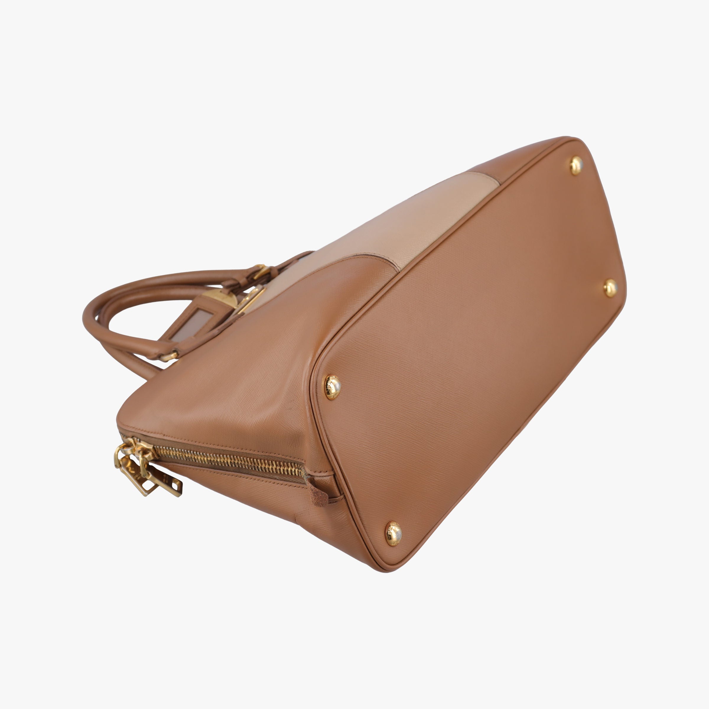 Pre-owned Prada Promenade Brown×Beige SAFFIANO Leather BL0837 handbag | stylenewstar
