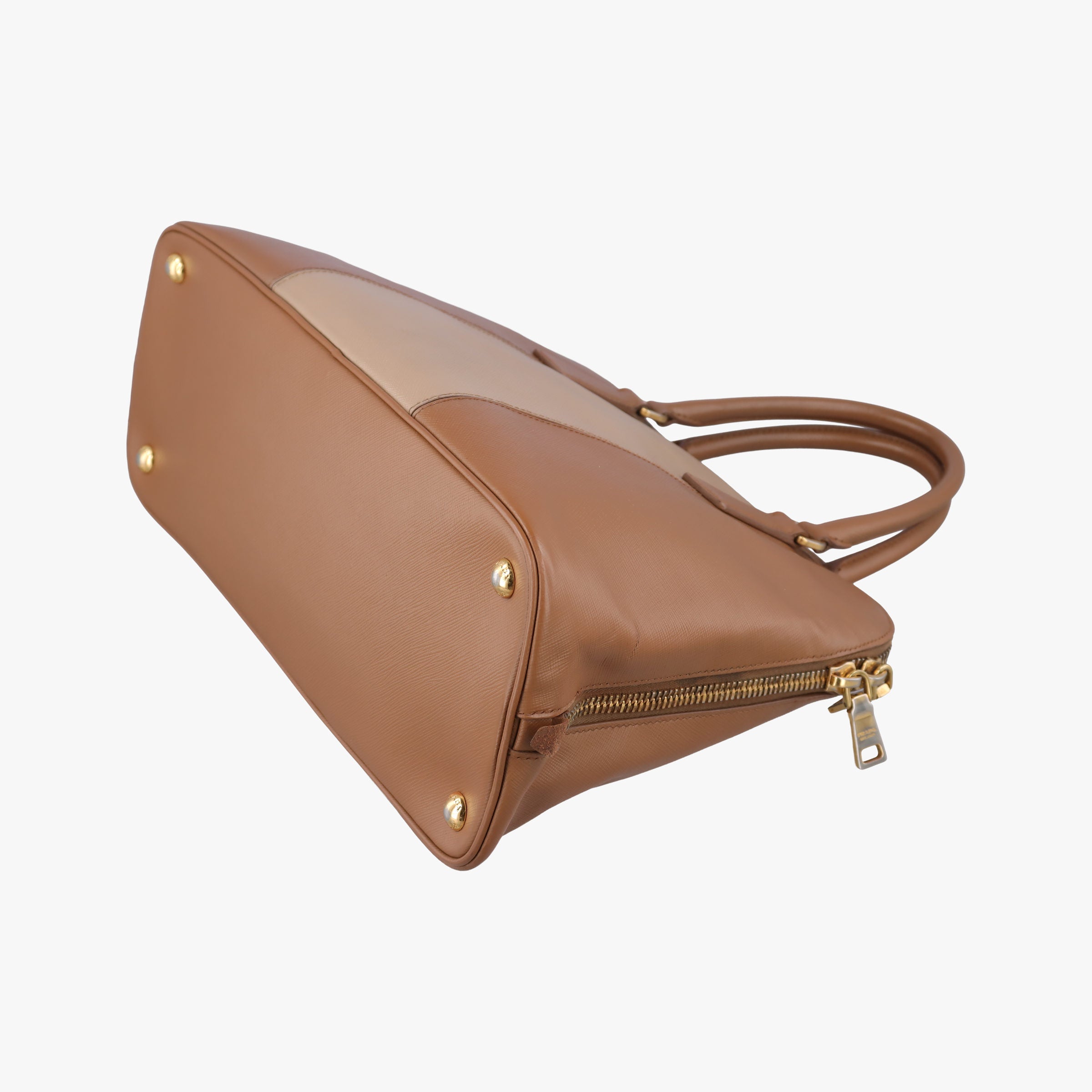 Pre-owned Prada Promenade Brown×Beige SAFFIANO Leather BL0837 handbag | stylenewstar