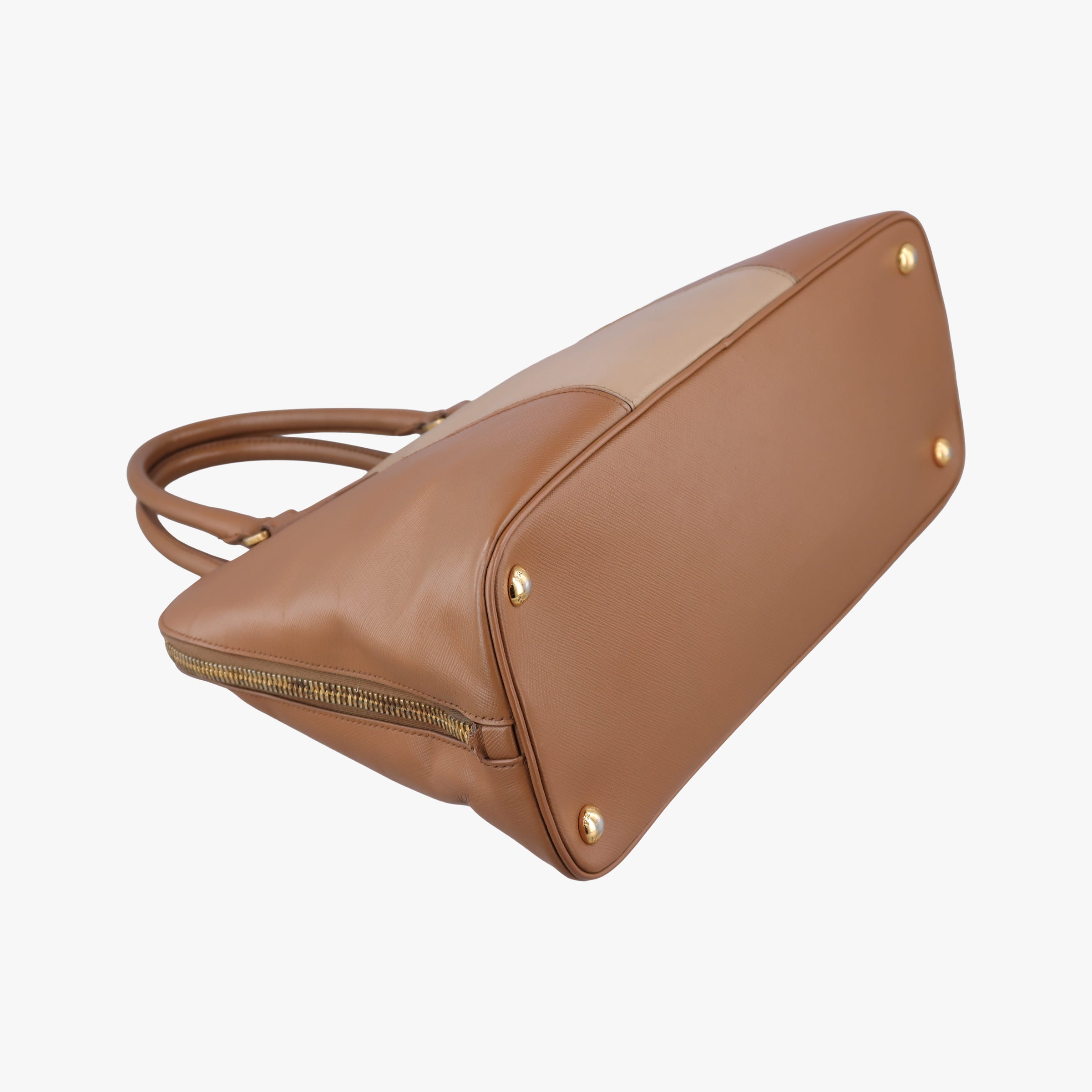 Pre-owned Prada Promenade Brown×Beige SAFFIANO Leather BL0837 handbag | stylenewstar