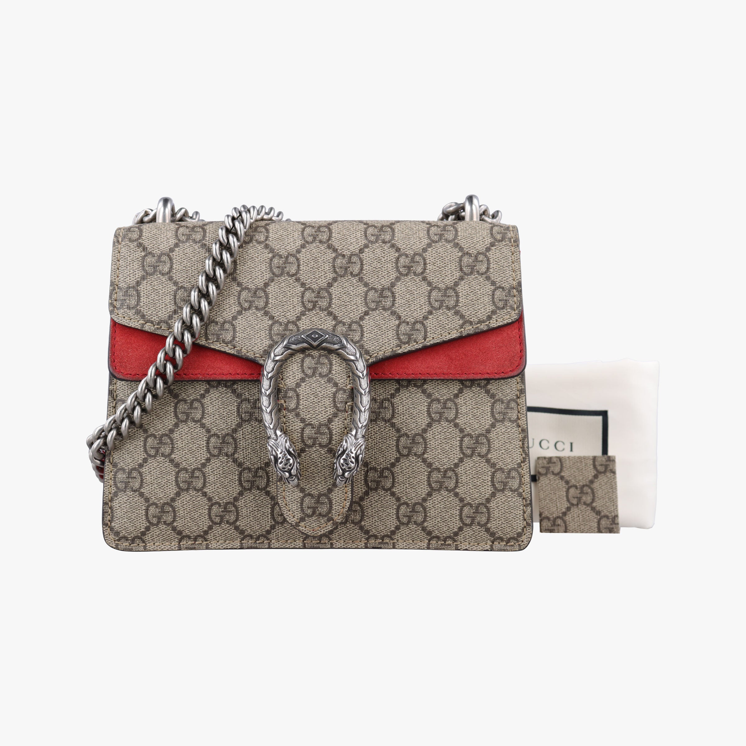 Pre-owned Gucci Dionysus beige×red PVC coated canvas × suede 421970 shoulderbag | stylenewstar