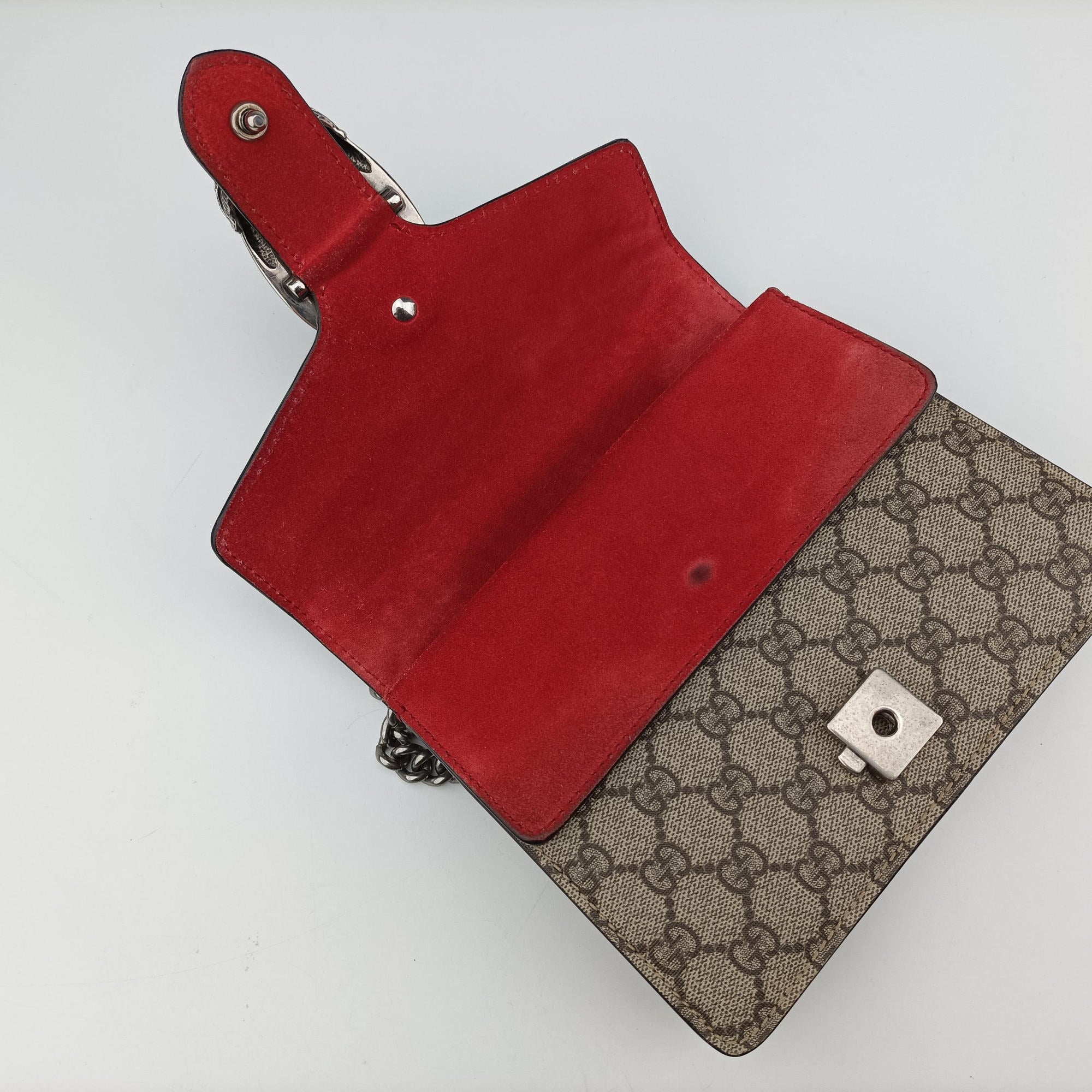 Pre-owned Gucci Dionysus beige×red PVC coated canvas × suede 421970 shoulderbag | stylenewstar