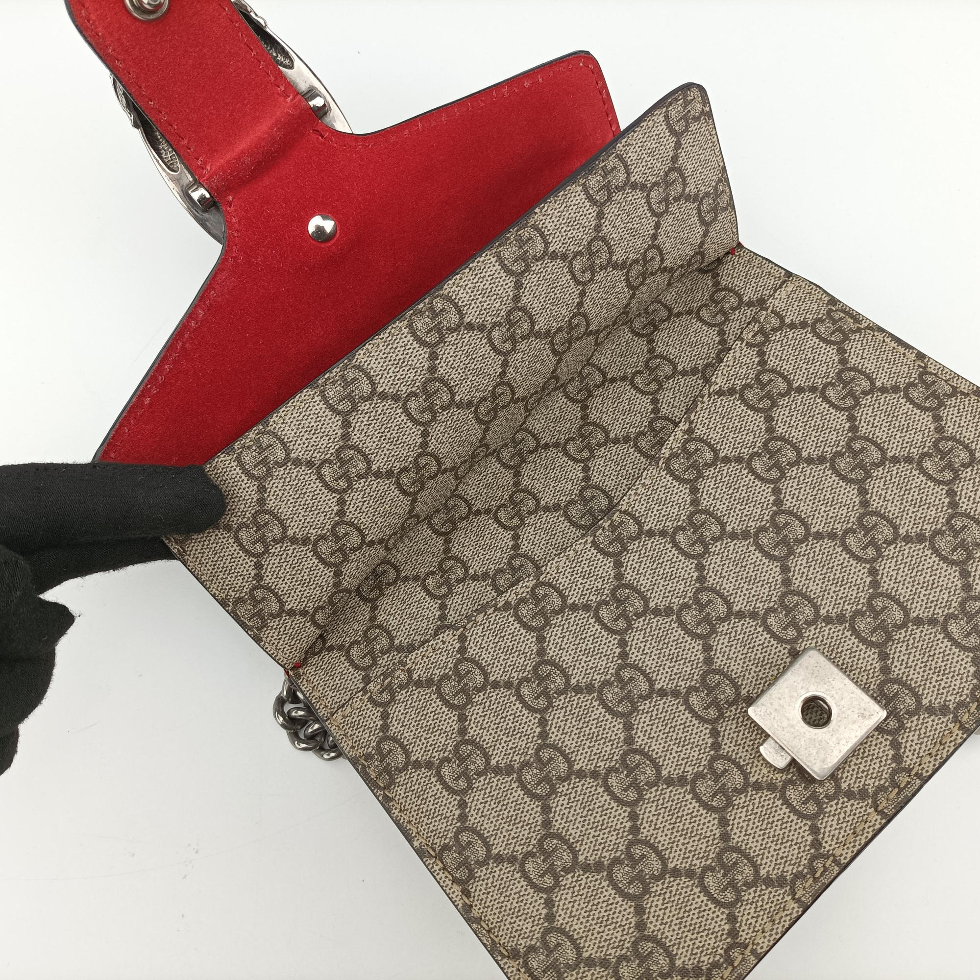 Pre-owned Gucci Dionysus beige×red PVC coated canvas × suede 421970 shoulderbag | stylenewstar