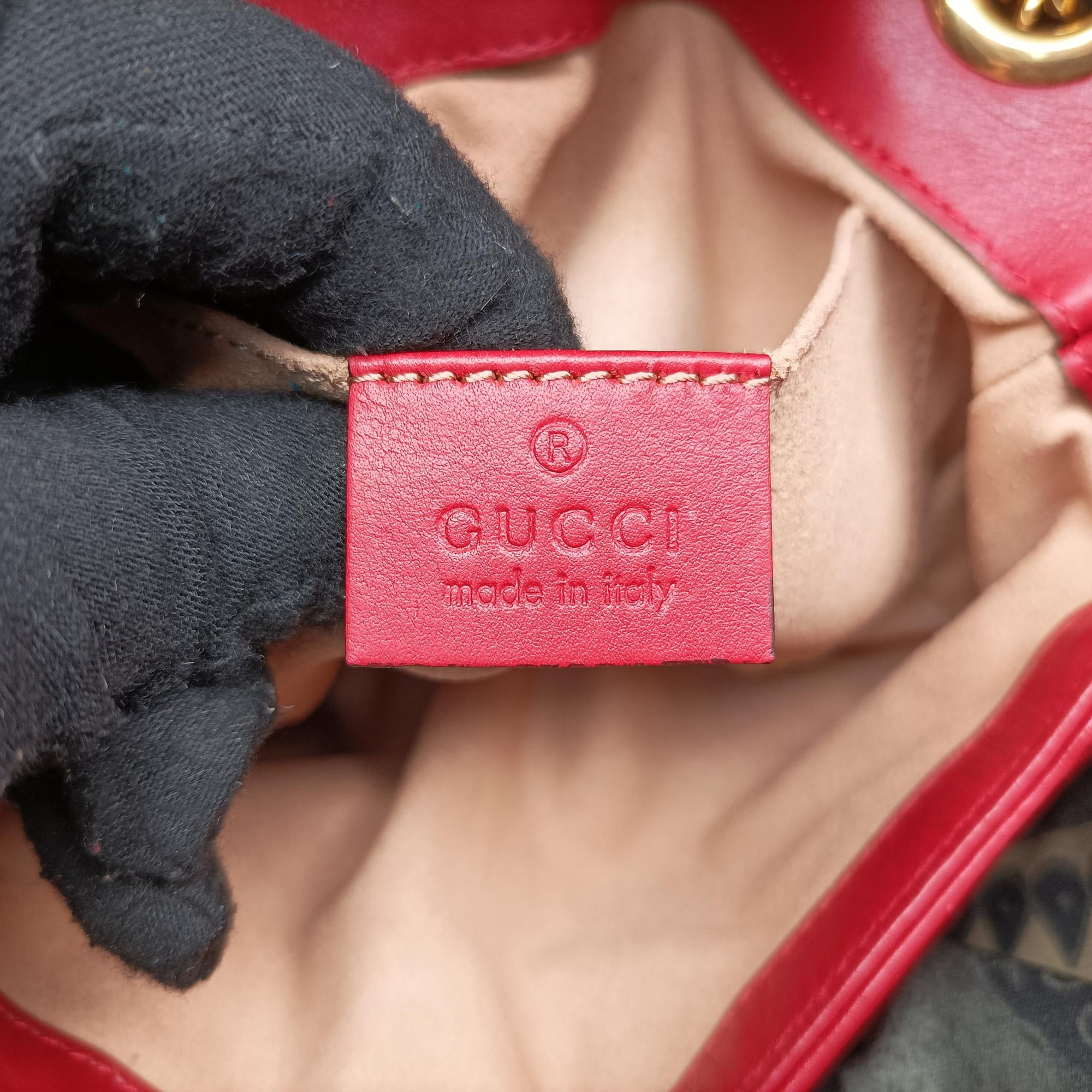 Pre-owned Gucci GG Marmont Red Leather 446744 shoulderbag | stylenewstar