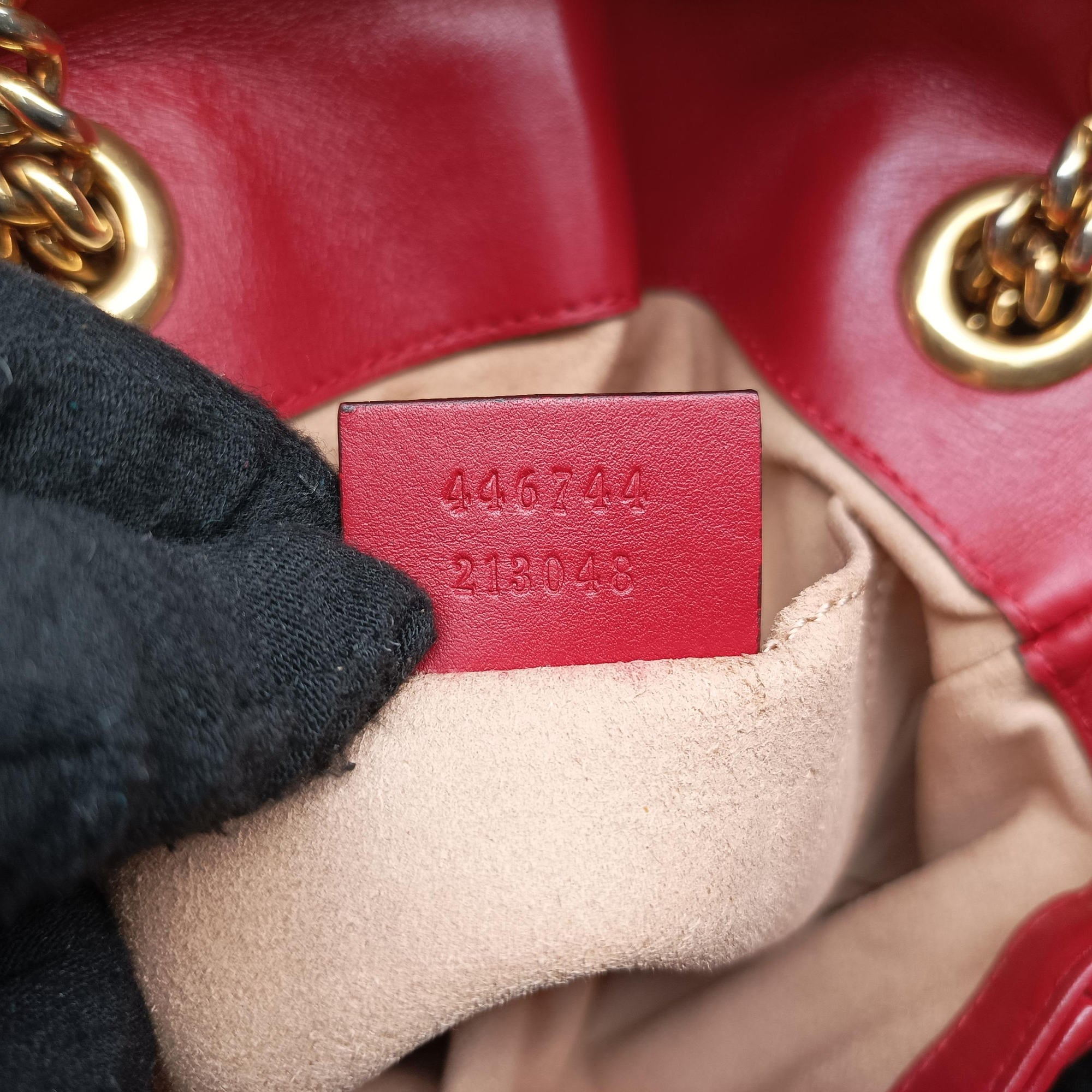 Pre-owned Gucci GG Marmont Red Leather 446744 shoulderbag | stylenewstar