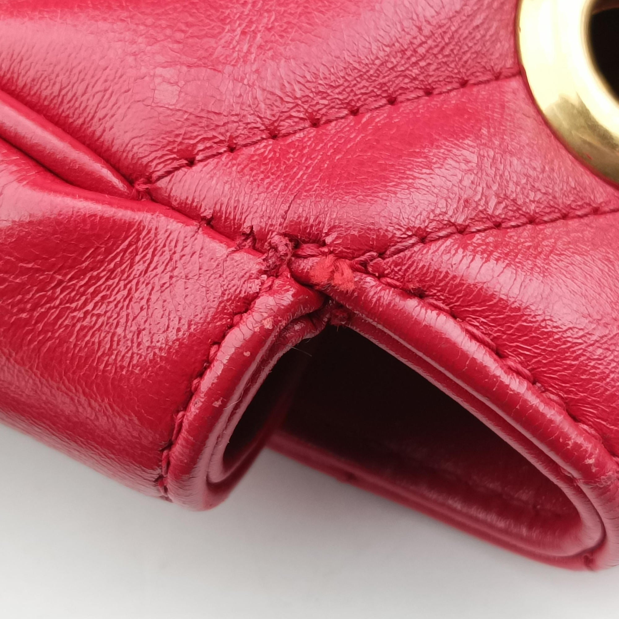 Pre-owned Gucci GG Marmont Red Leather 446744 shoulderbag | stylenewstar
