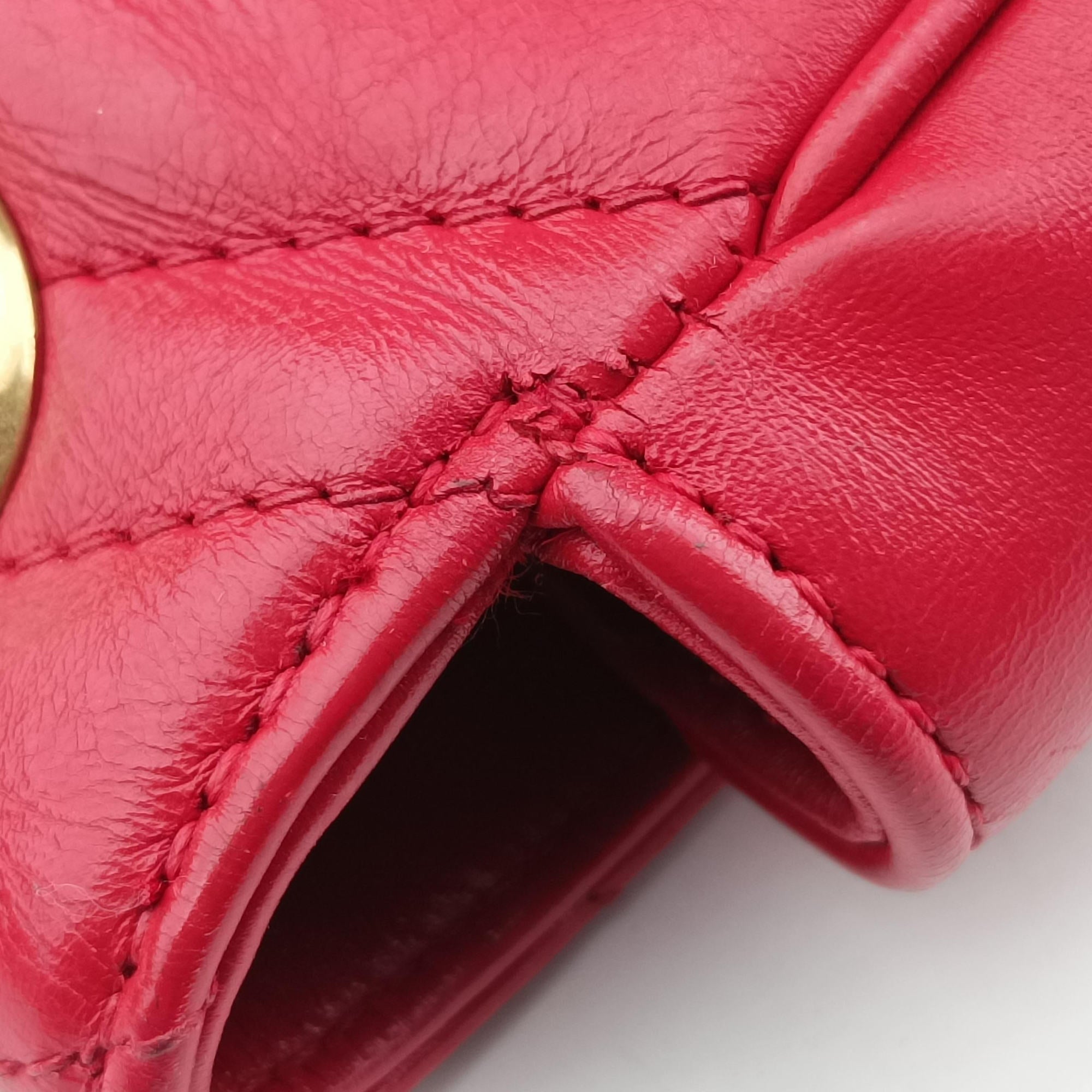 Pre-owned Gucci GG Marmont Red Leather 446744 shoulderbag | stylenewstar
