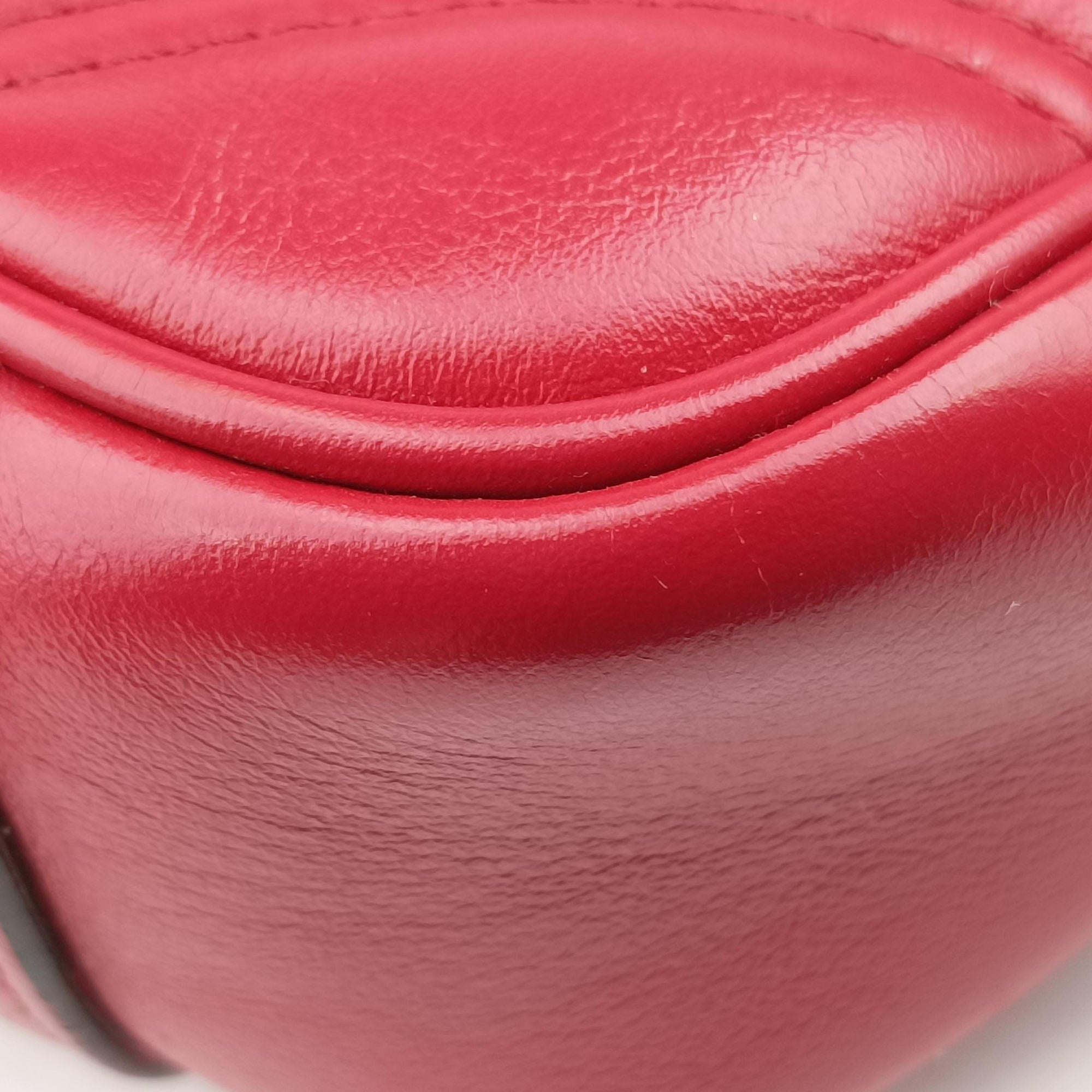 Pre-owned Gucci GG Marmont Red Leather 446744 shoulderbag | stylenewstar