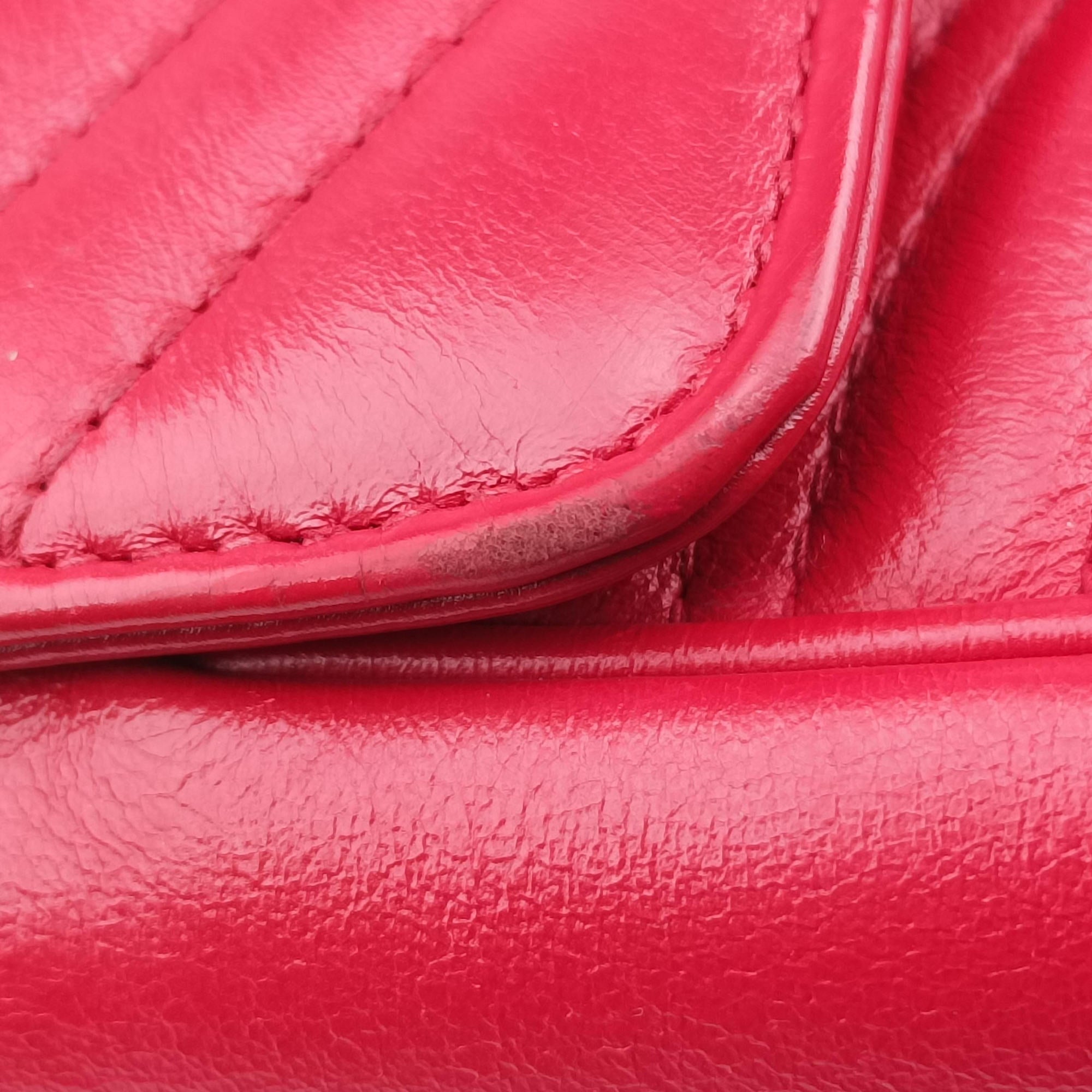 Pre-owned Gucci GG Marmont Red Leather 446744 shoulderbag | stylenewstar