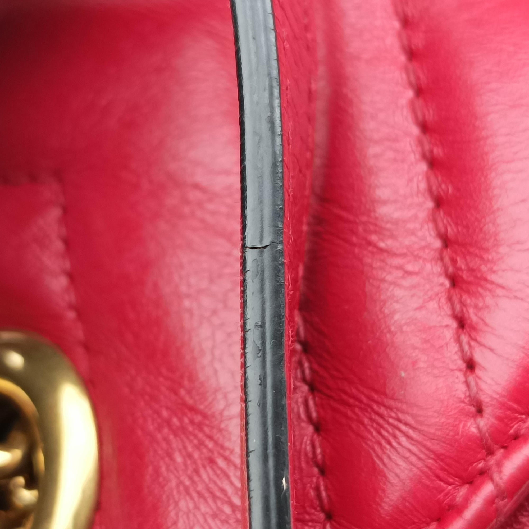 Pre-owned Gucci GG Marmont Red Leather 446744 shoulderbag | stylenewstar
