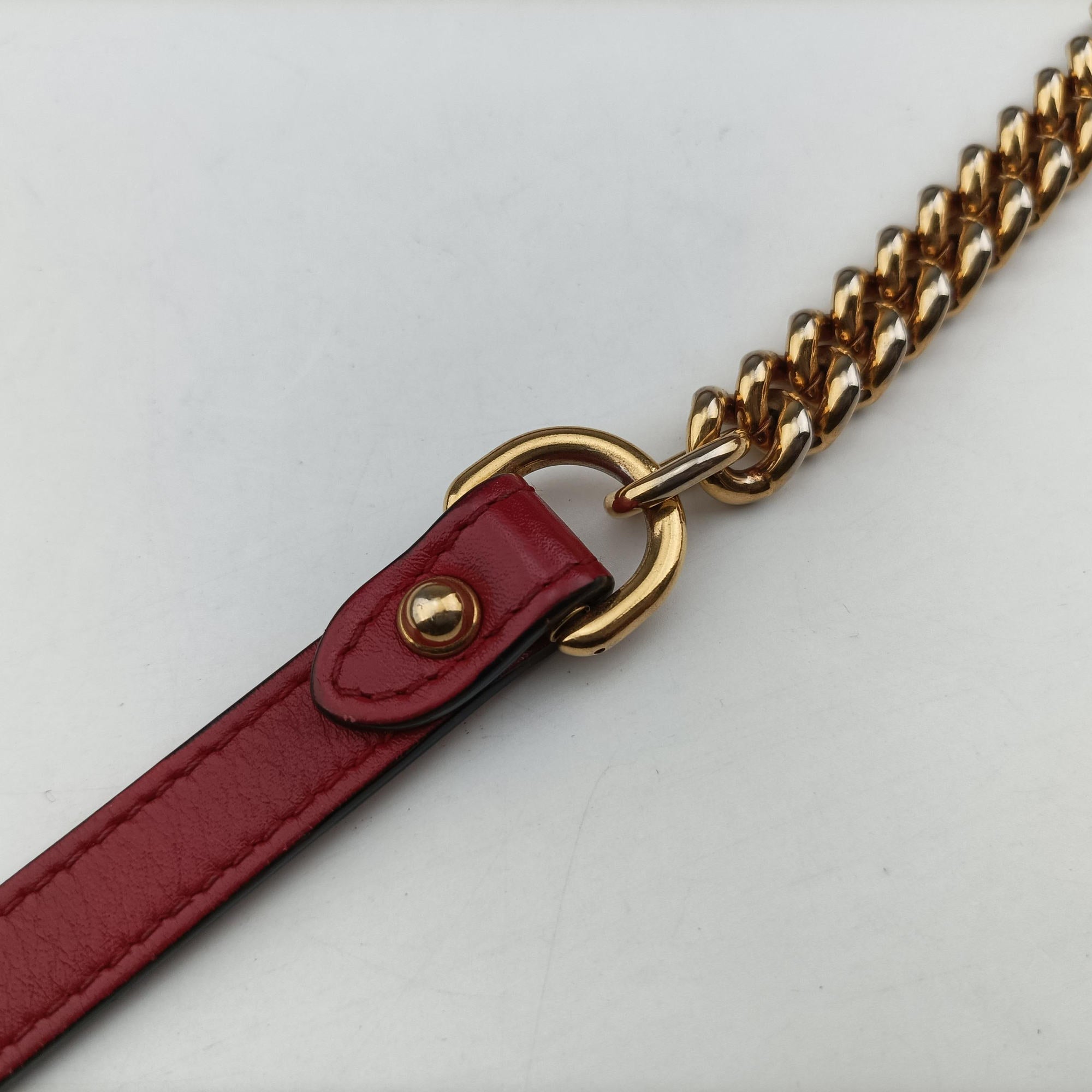Pre-owned Gucci GG Marmont Red Leather 446744 shoulderbag | stylenewstar