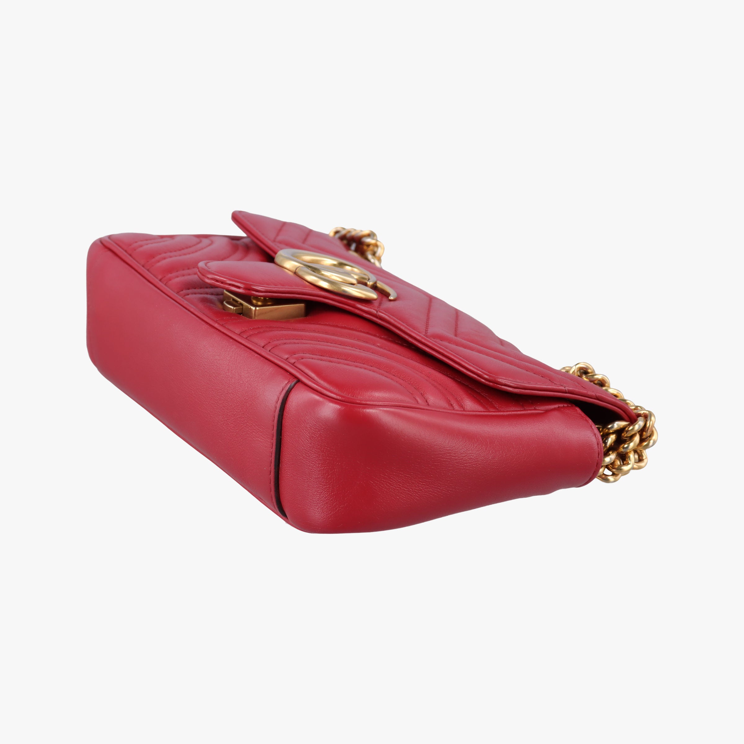 Pre-owned Gucci GG Marmont Red Leather 446744 shoulderbag | stylenewstar