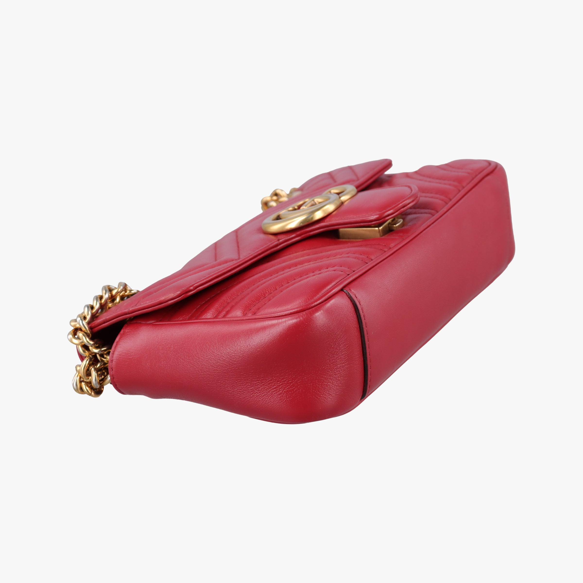 Pre-owned Gucci GG Marmont Red Leather 446744 shoulderbag | stylenewstar