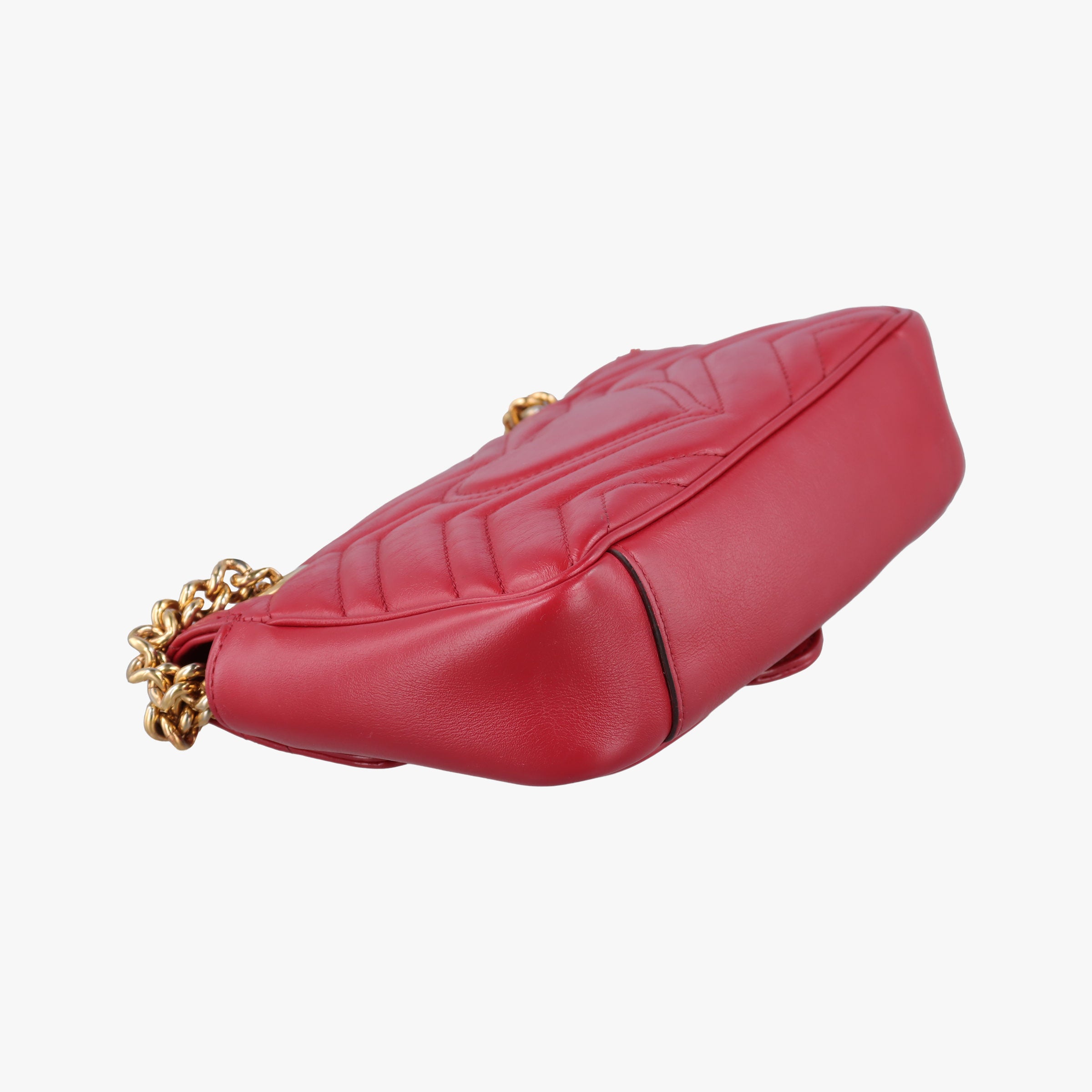 Pre-owned Gucci GG Marmont Red Leather 446744 shoulderbag | stylenewstar
