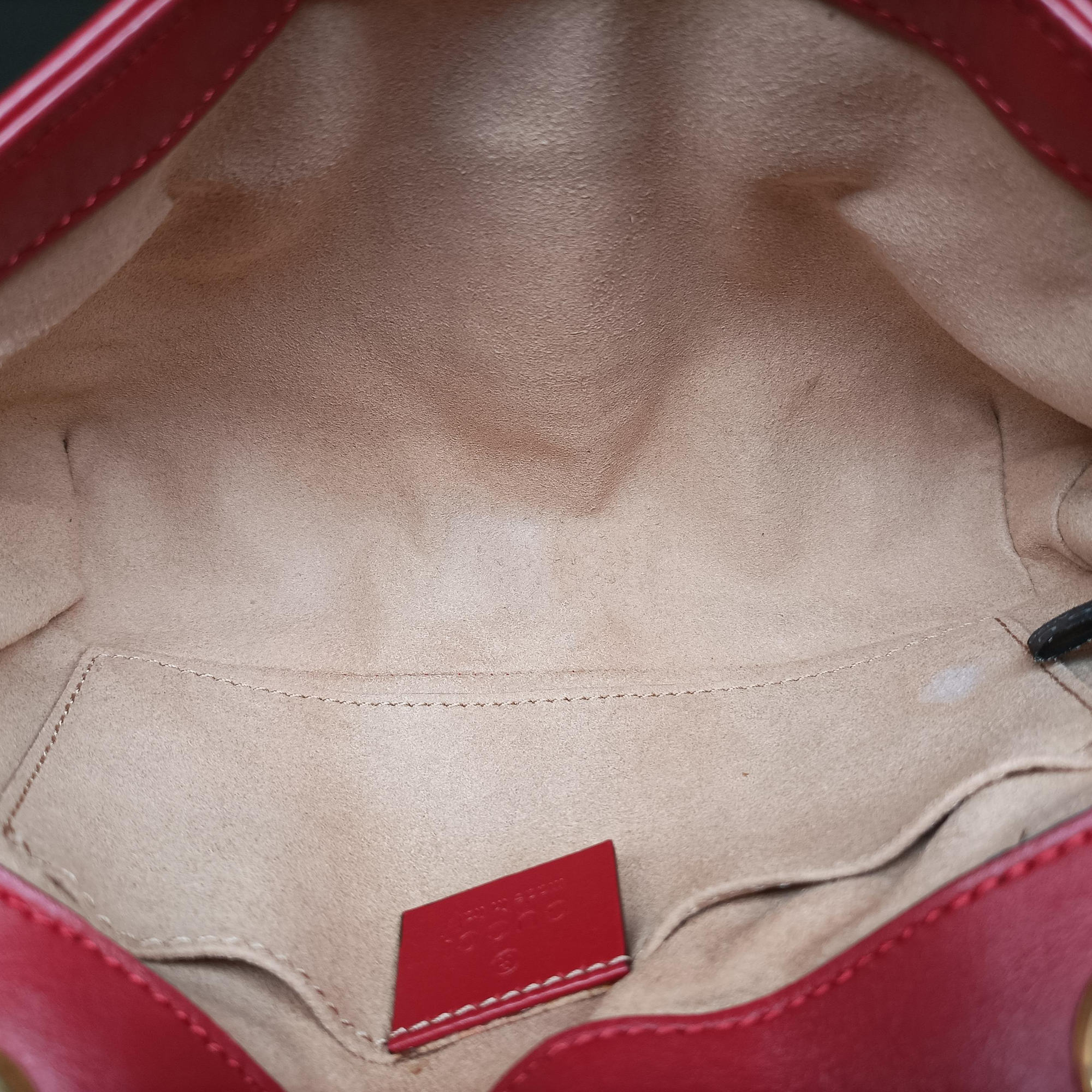 Pre-owned Gucci GG Marmont Red Leather 446744 shoulderbag | stylenewstar