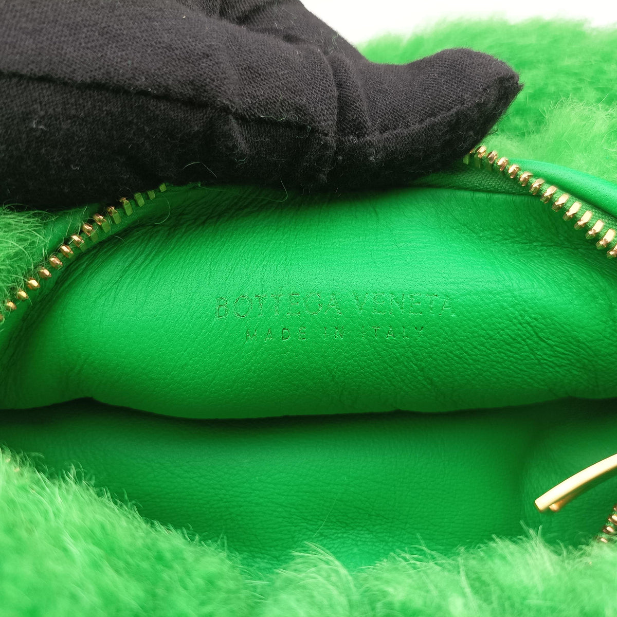 Pre-owned Bottega Veneta Jodie Green Fur  clutchbag | stylenewstar