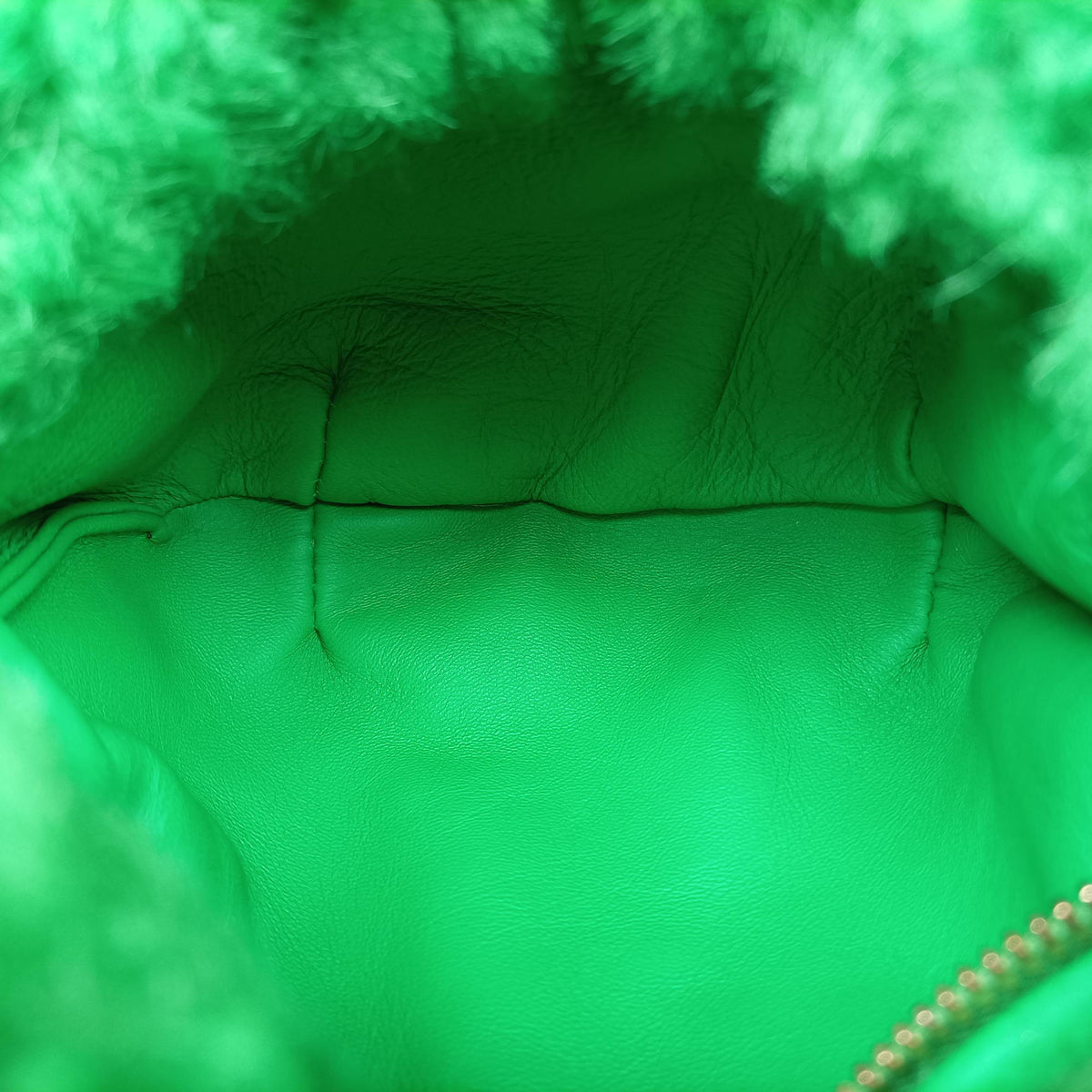 Pre-owned Bottega Veneta Jodie Green Fur  clutchbag | stylenewstar