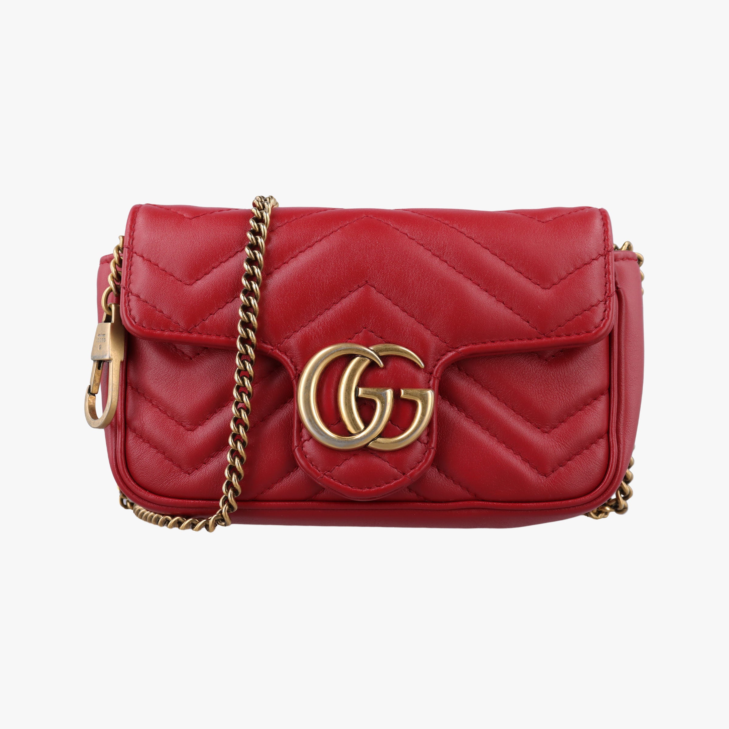 Pre-owned Gucci GG Marmont Red Leather 476433 shoulderbag | stylenewstar