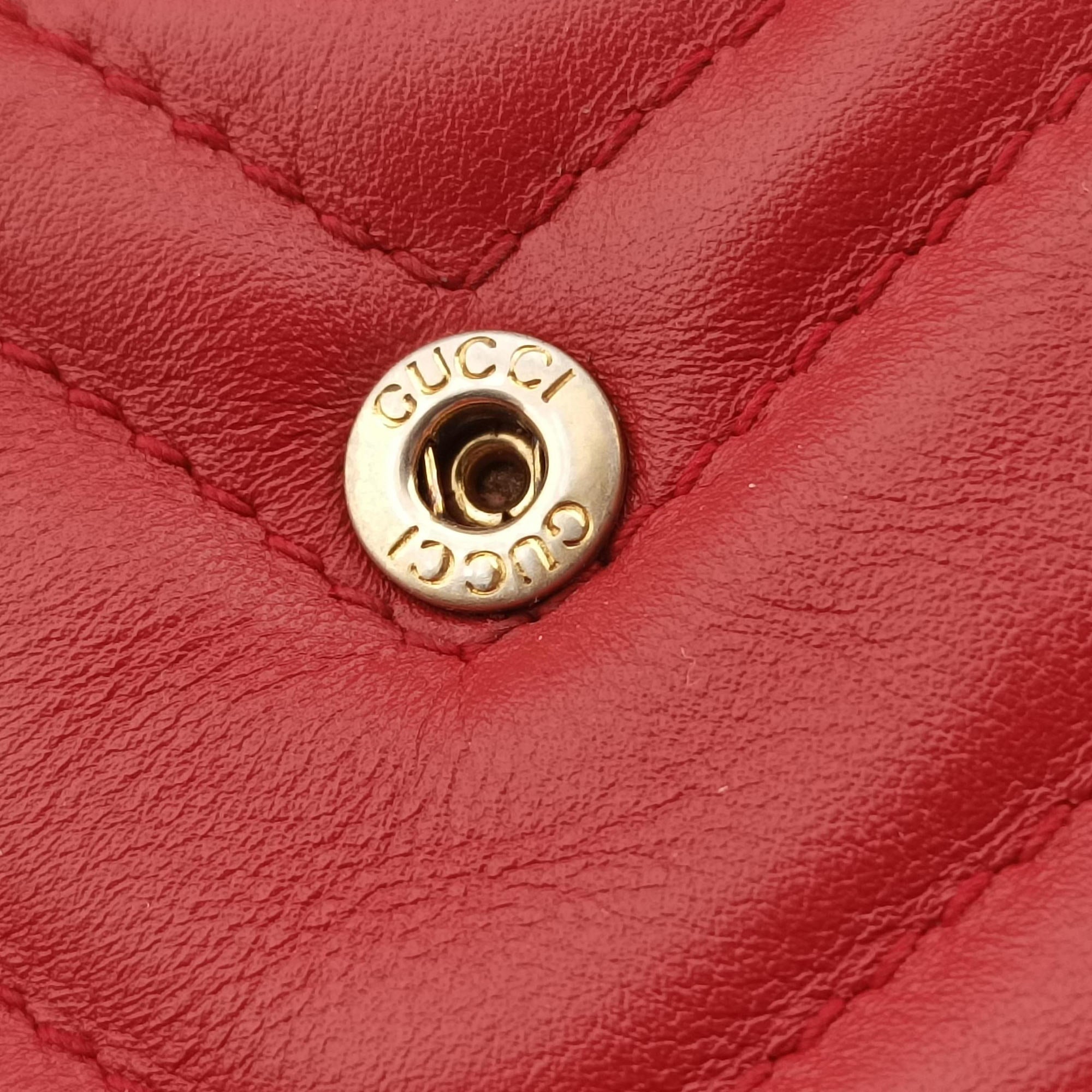 Pre-owned Gucci GG Marmont Red Leather 476433 shoulderbag | stylenewstar