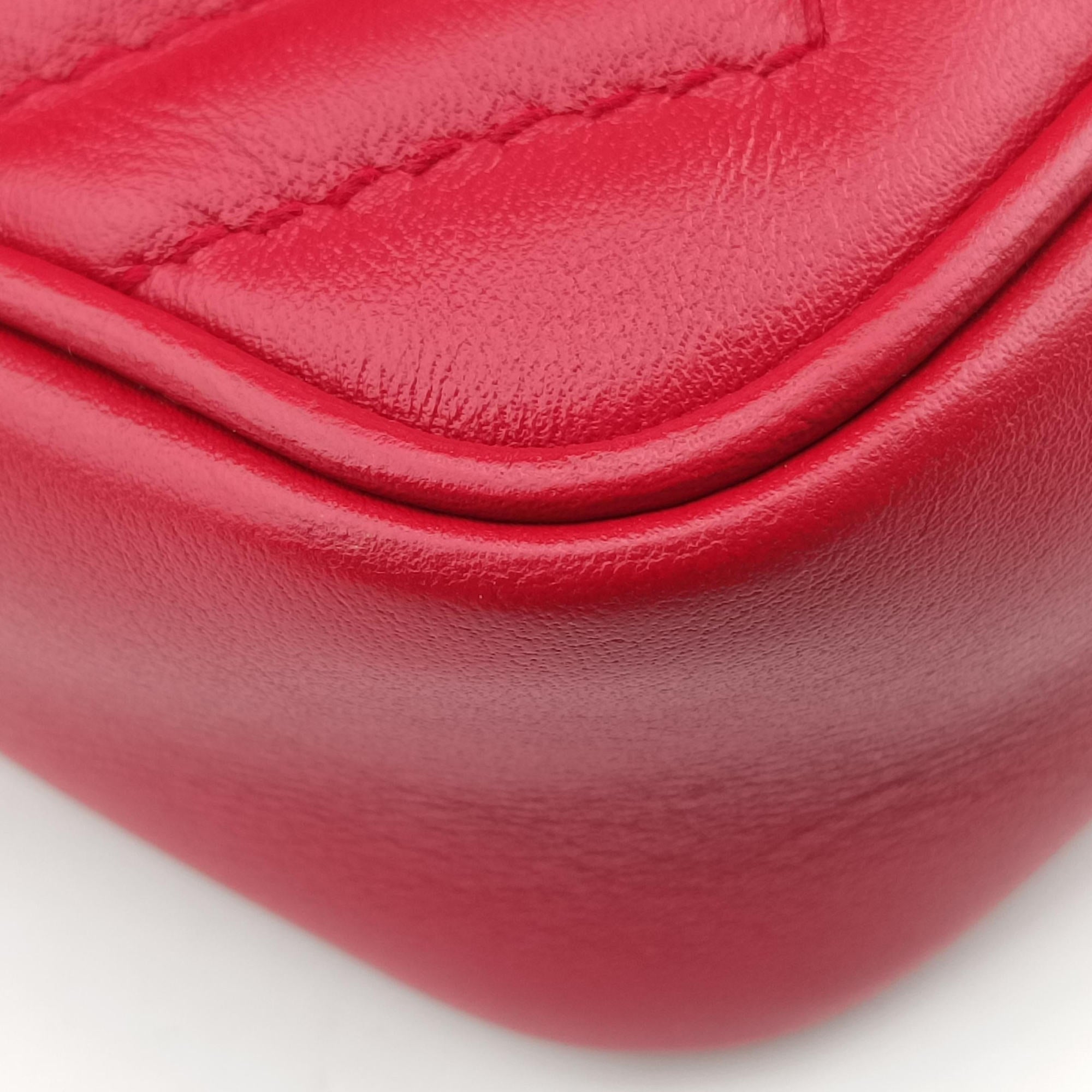 Pre-owned Gucci GG Marmont Red Leather 476433 shoulderbag | stylenewstar