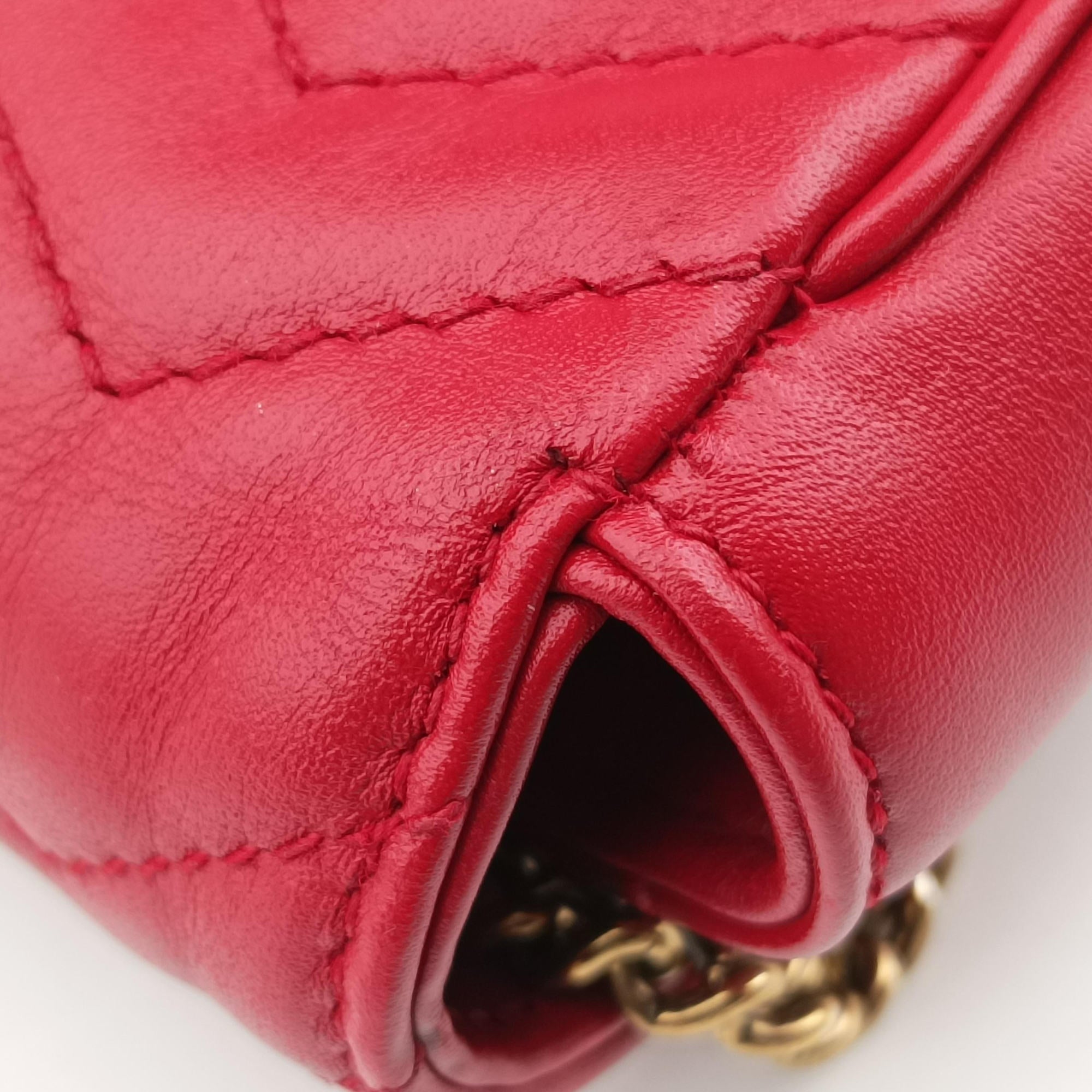 Pre-owned Gucci GG Marmont Red Leather 476433 shoulderbag | stylenewstar