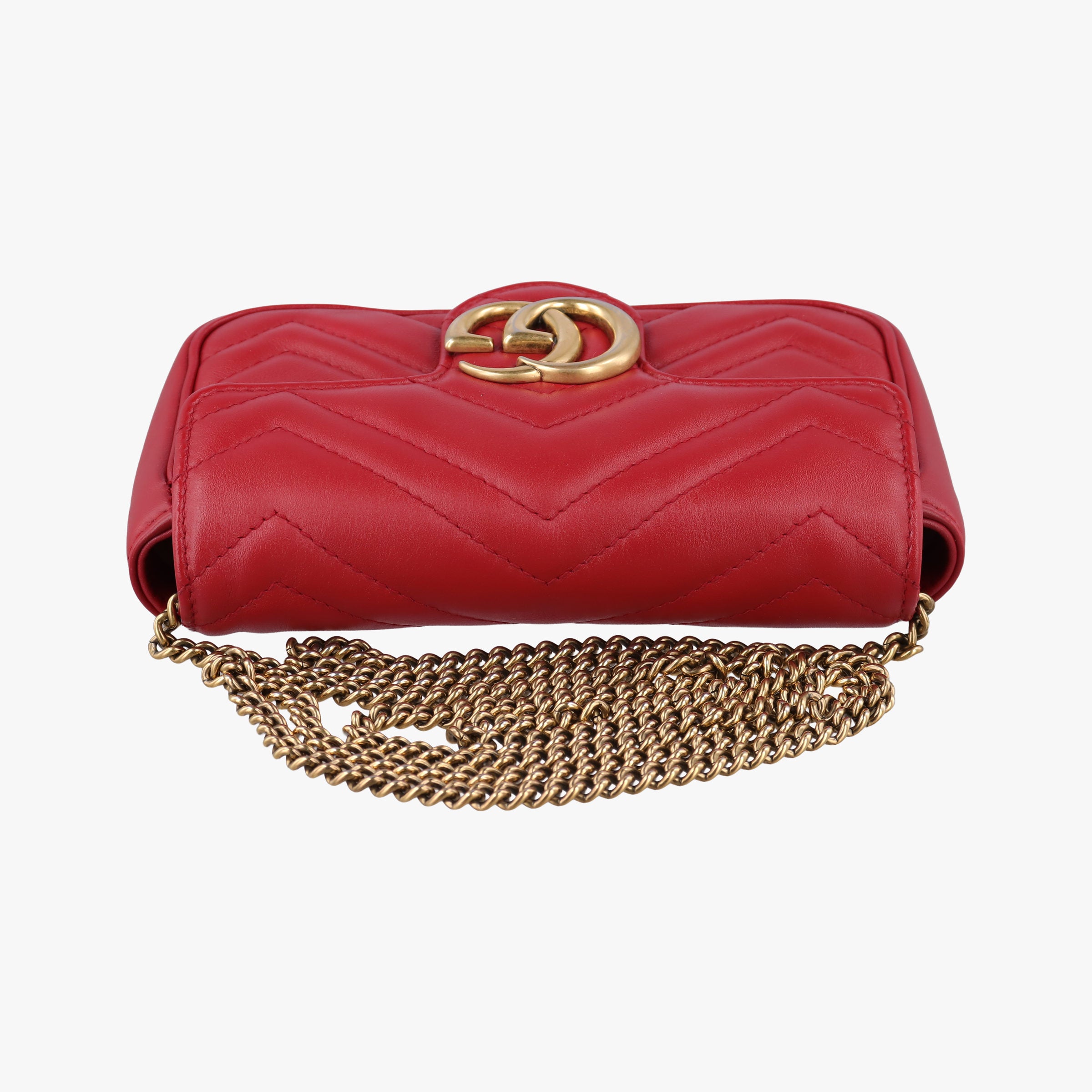 Pre-owned Gucci GG Marmont Red Leather 476433 shoulderbag | stylenewstar